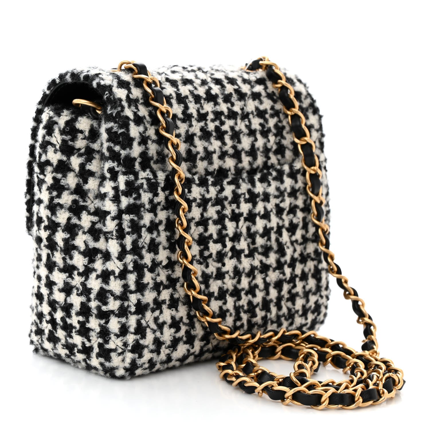 Chanel Tweed Houndstooth Quilted Mini Square Flap 2 of 11