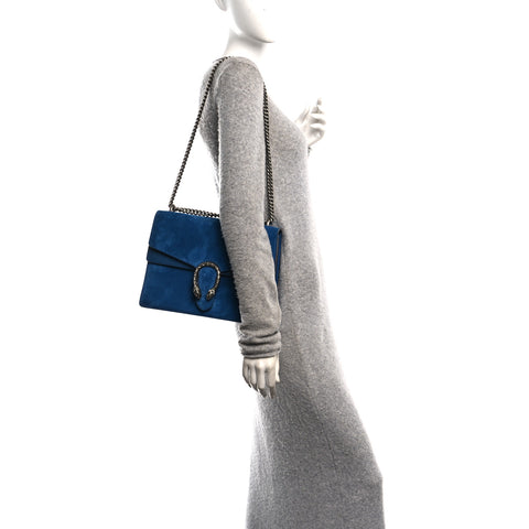 Suede Medium Dionysus Shoulder Bag Blue