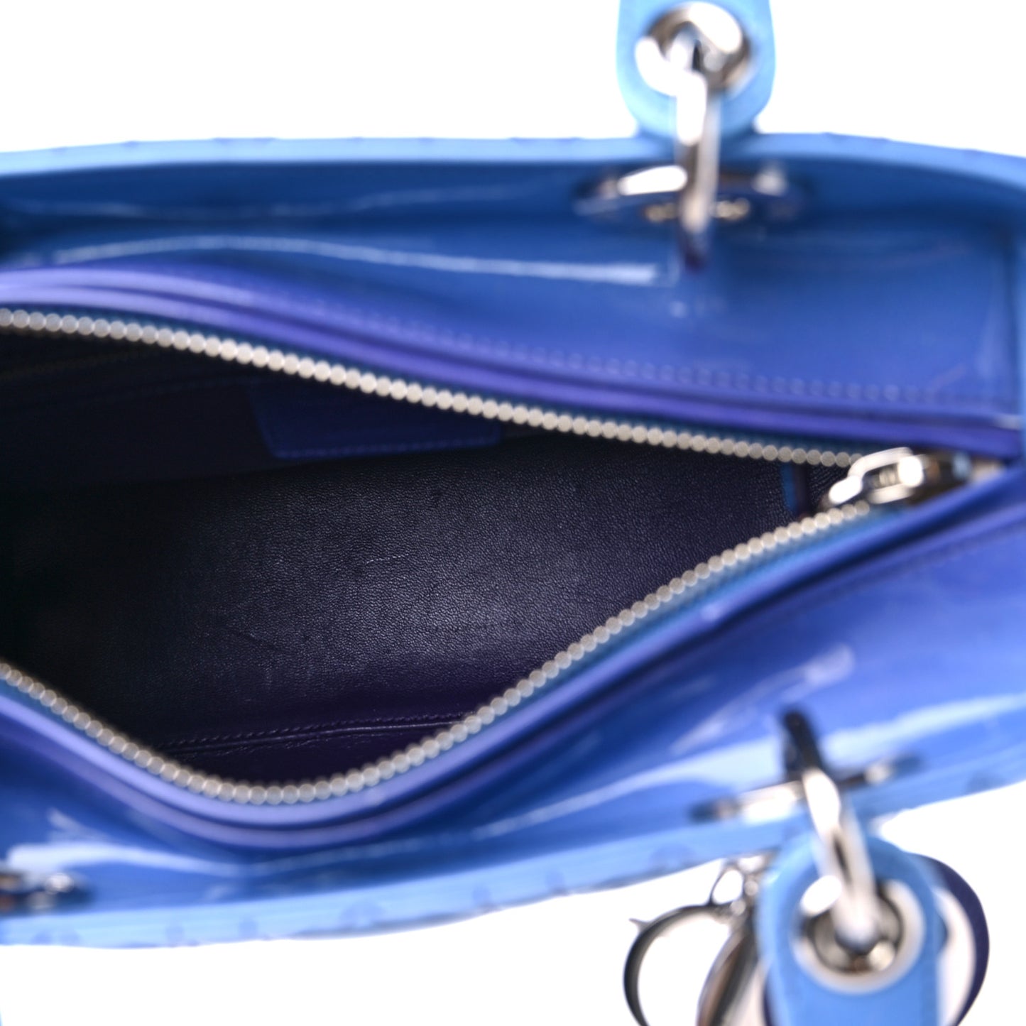 Patent Cannage Gradient Medium Lady Dior Purple Blue