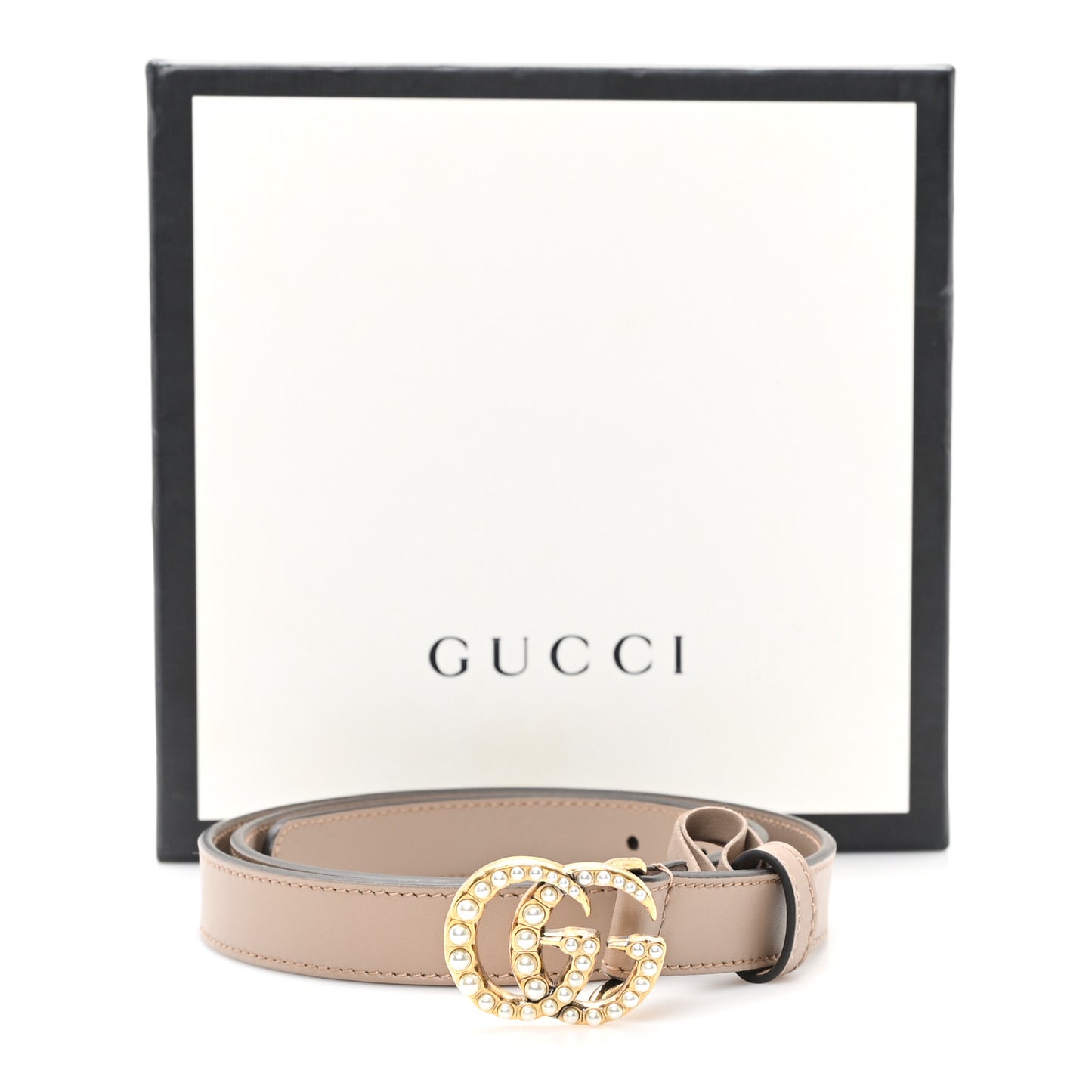 Calfskin Pearl Double G 20mm Belt 85 34 Porcelain Rose