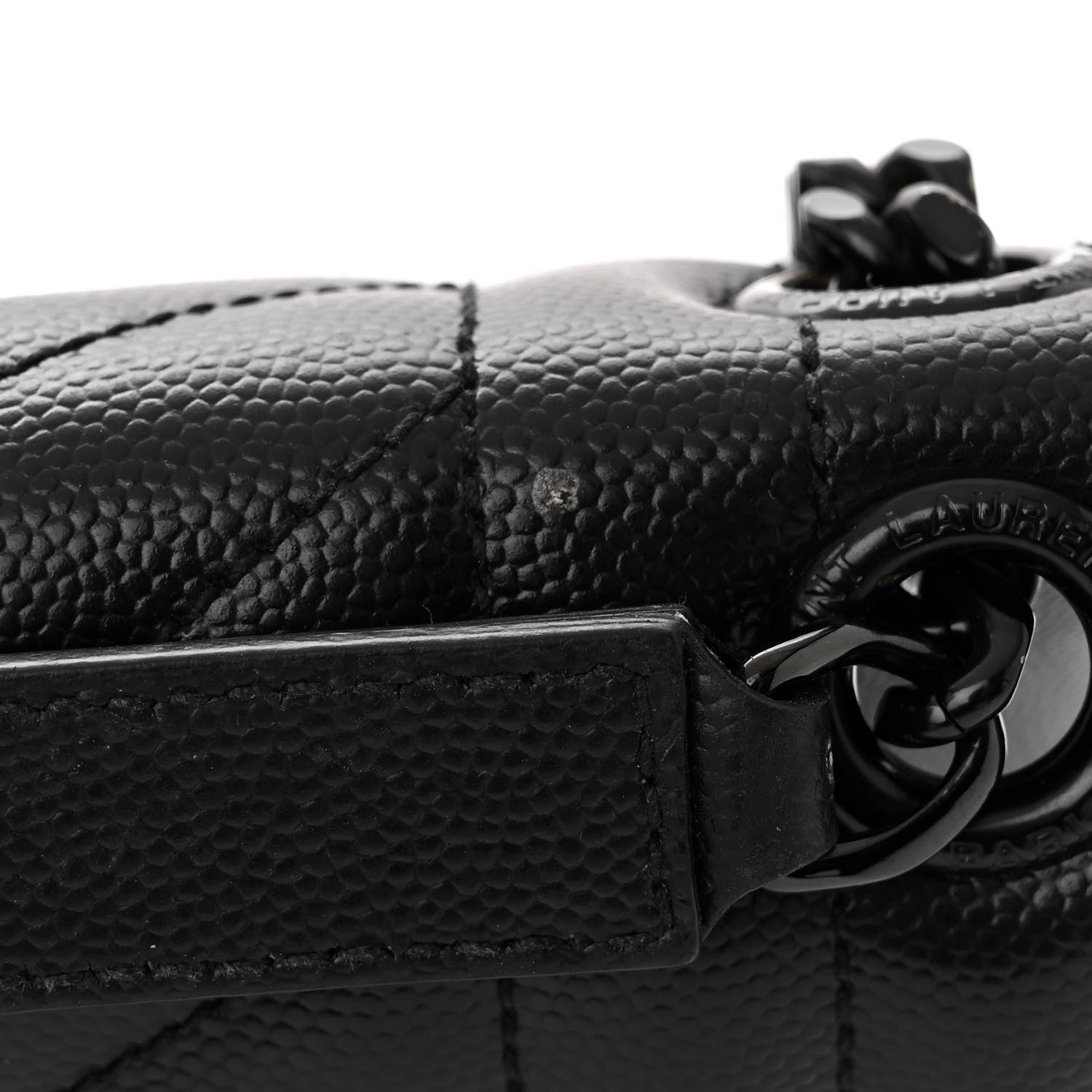 Saint Laurent Grain De Poudre Textured Mixed Matelasse Triquilt Medium Monogram Monochrome Satchel Black 10 of 12