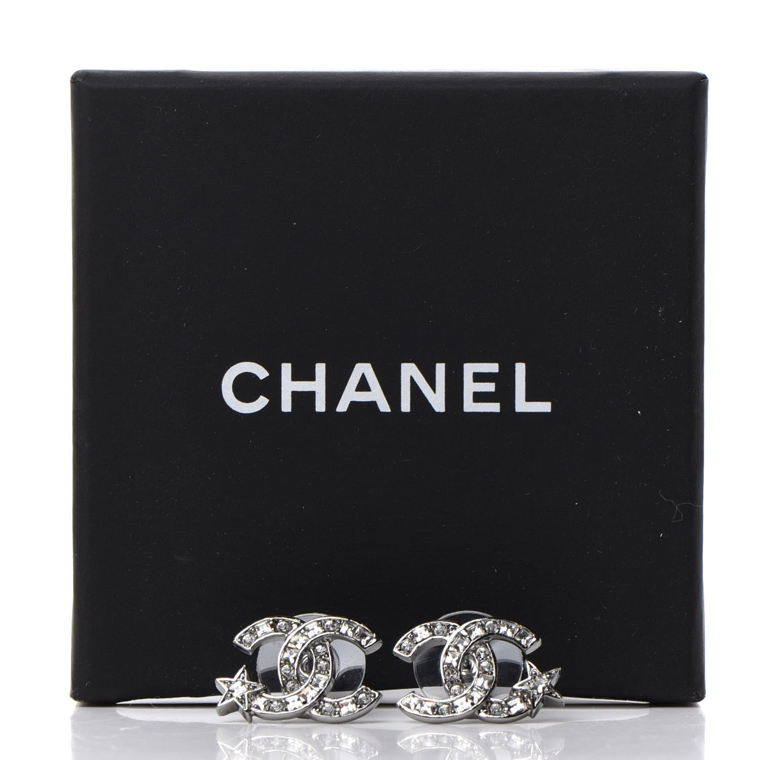 Chanel Crystal CC Starfall Earrings Silver 5 of 5