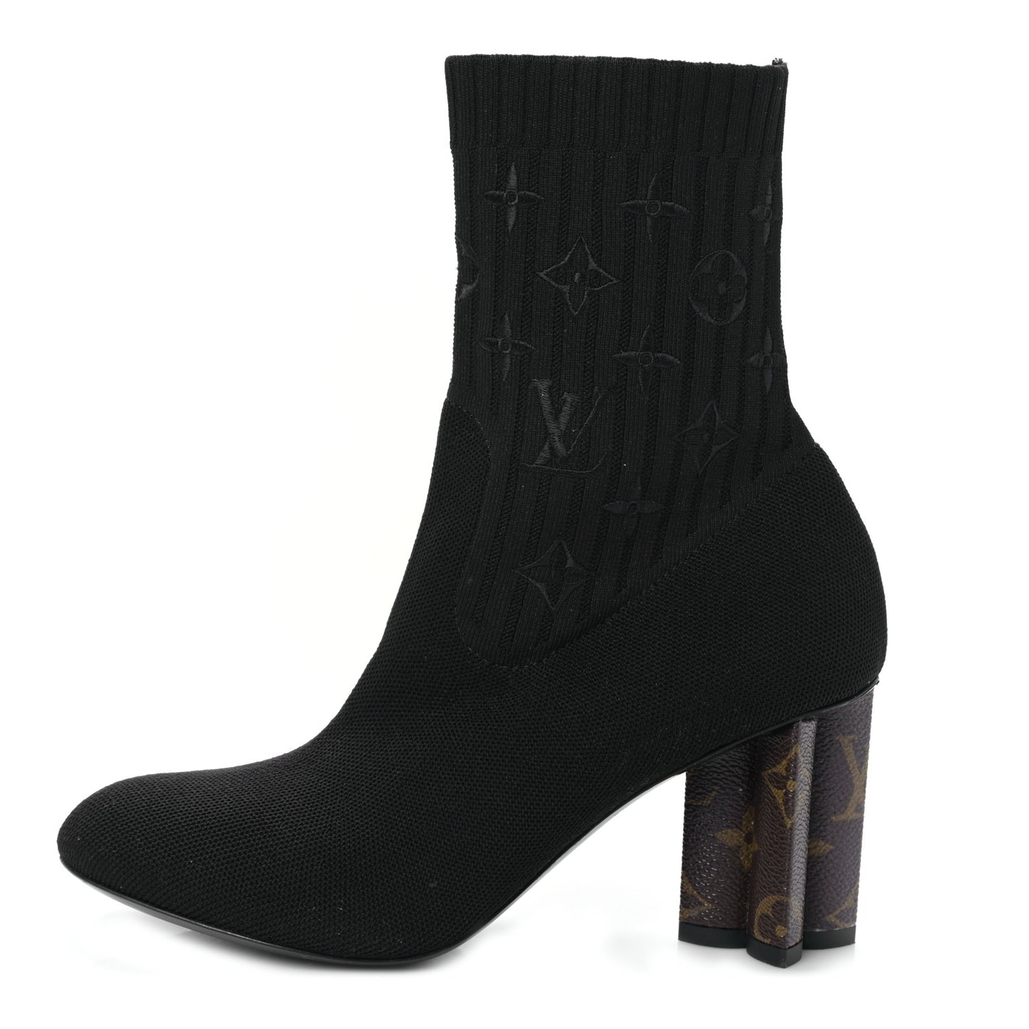Monogram Stretch Fabric Silhouette Ankle Boots 36.5 Black