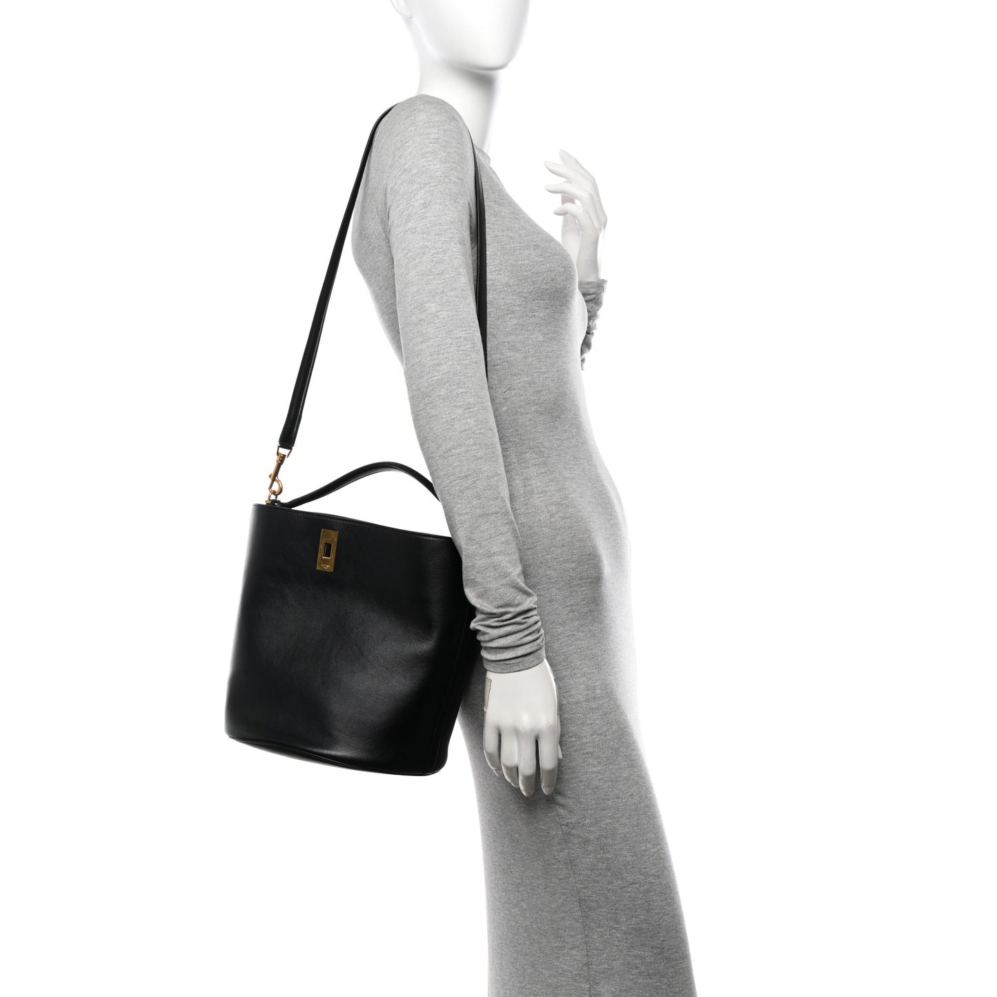 Smooth Calfskin Bucket 16 Bag Black