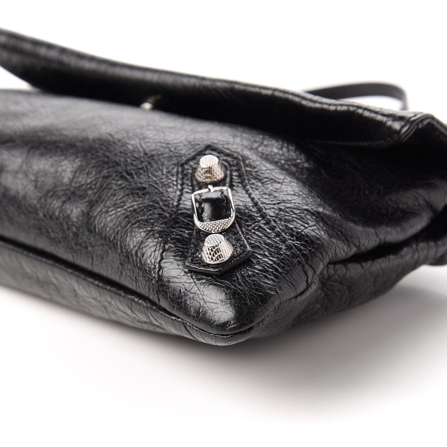 Agneau Giant 12 Silver Hardware Envelope Strap Clutch Black