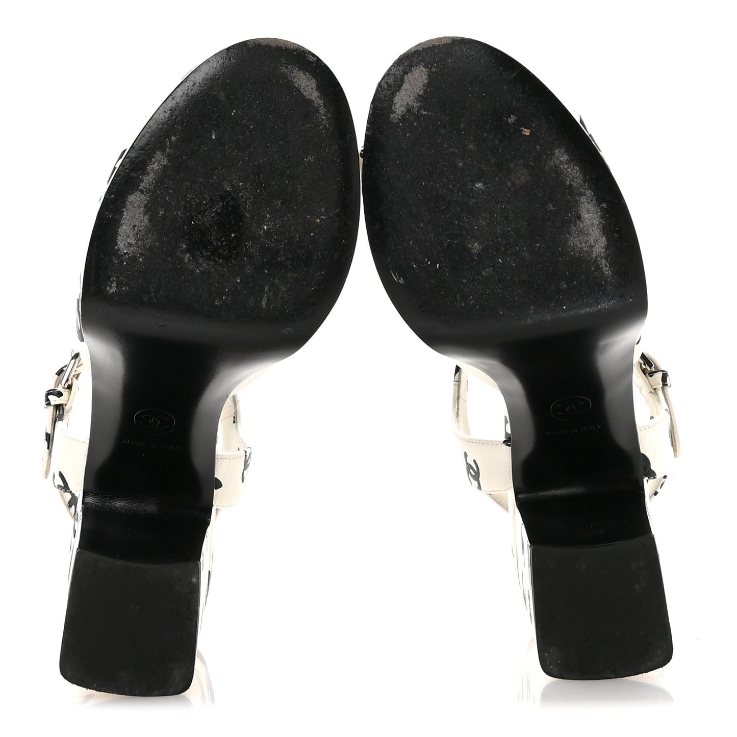 Printed Lambskin Coco Beach Platform Sandals 37 White Black