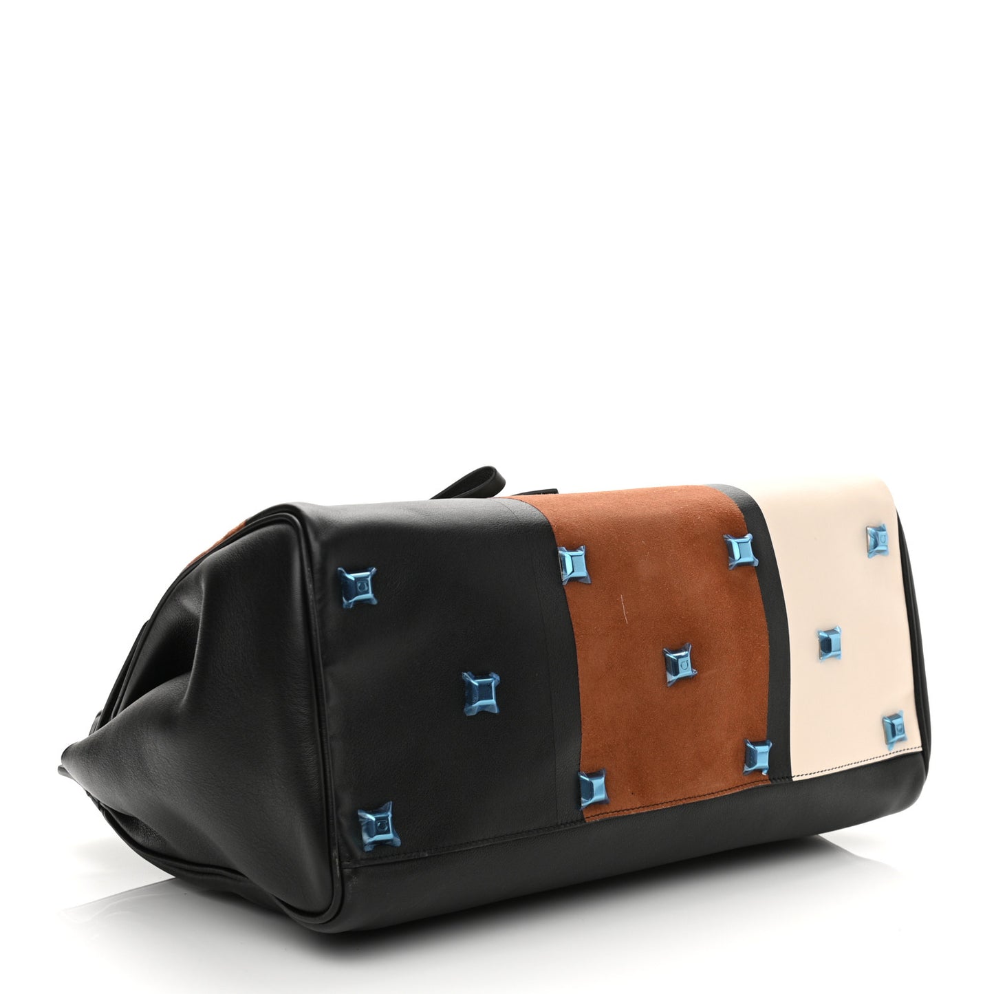 Calfskin The Studio Colorblock Bag Black Brown