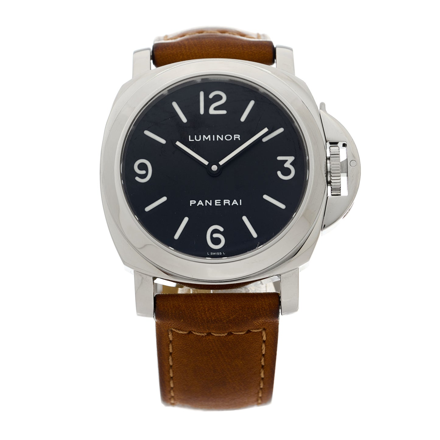 Stainless Steel Calfskin 44mm Luminor Base Manual Winding Watch Black PAM00112