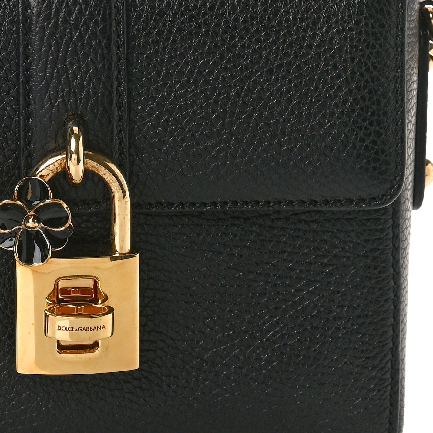 DOLCE GABBANA Calfskin Miss Bonita Top Handle Bag Black
