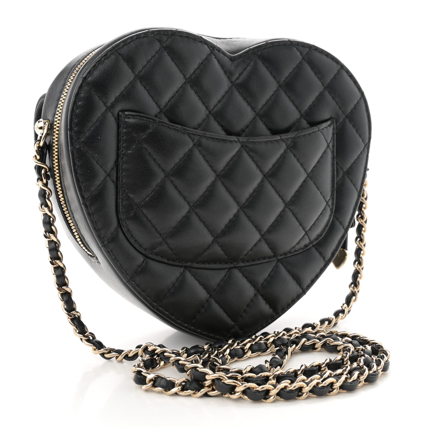 Lambskin Quilted CC In Love Heart Bag Black