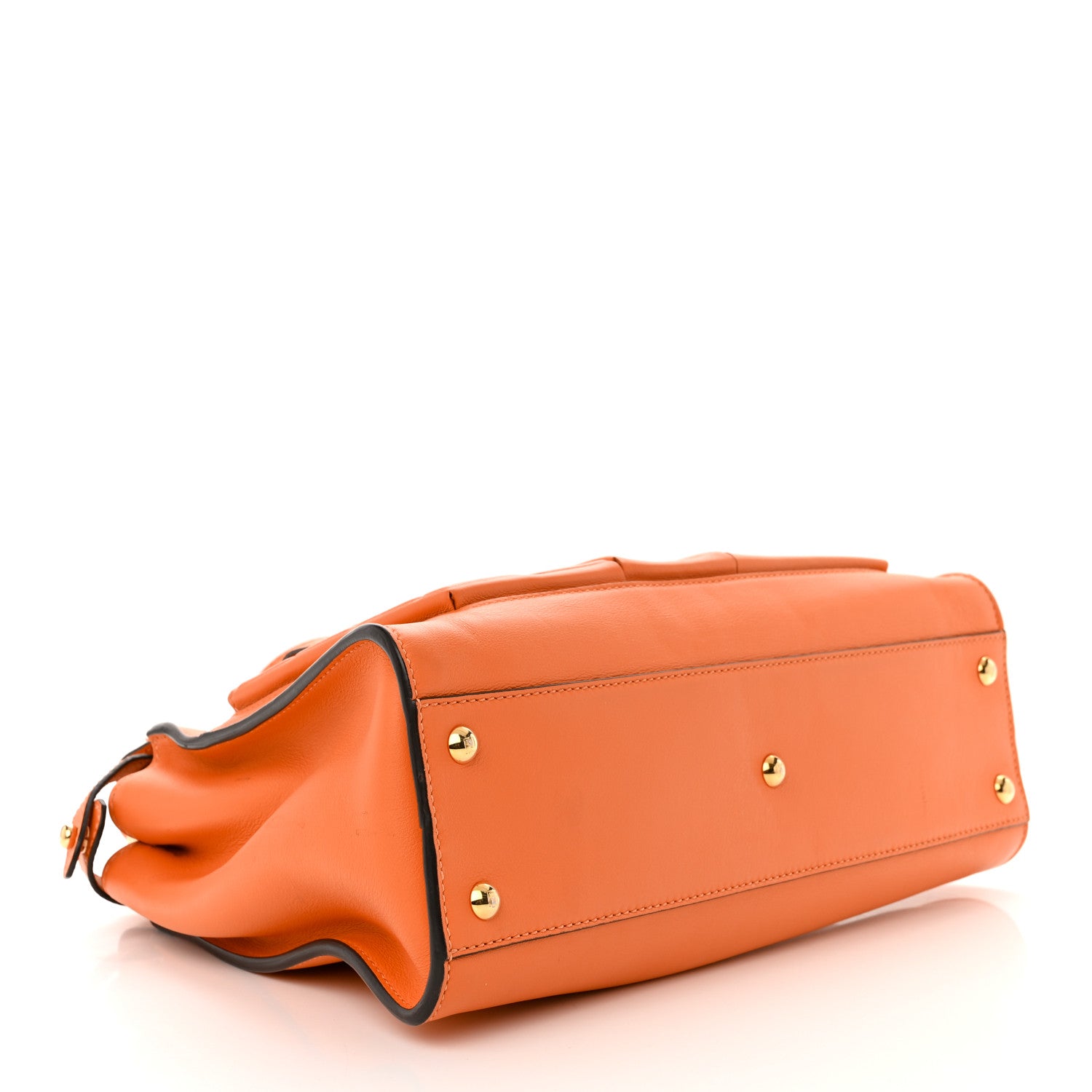 Fendi Vitello Seta Shiny Nappa Medium 3 Pocket Peekaboo Iconic Satchel Papaya 4 of 14