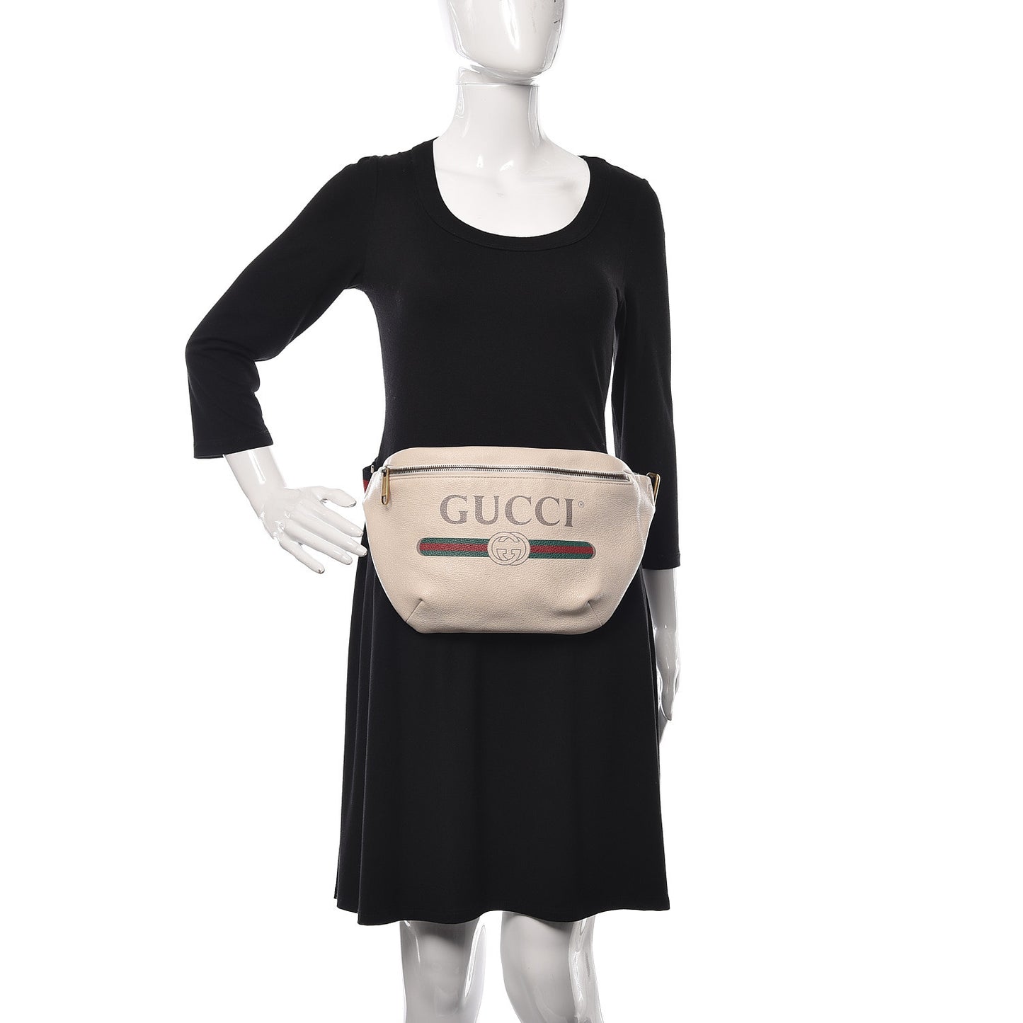 Grained Calfskin Logo Belt Bag White