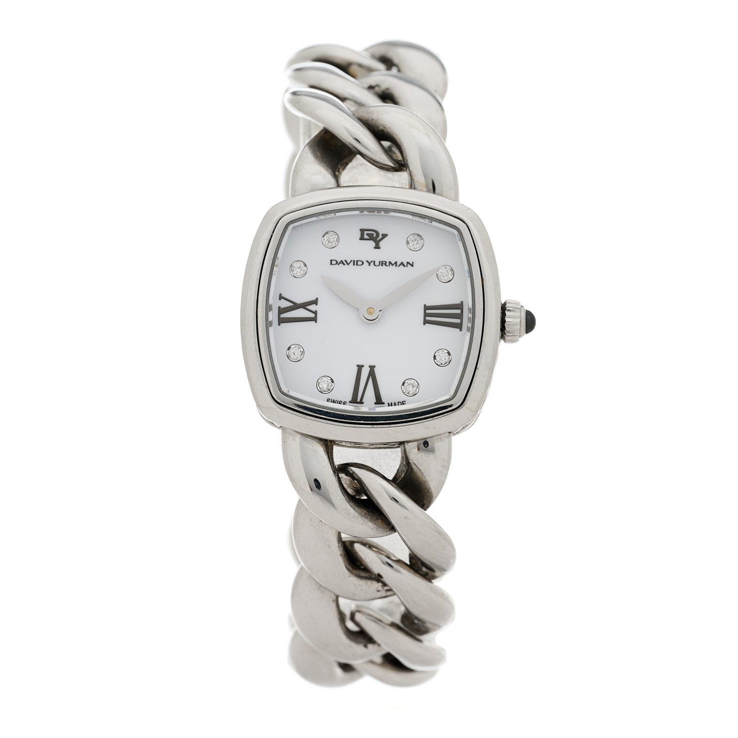 David Yurman Stainless Steel Silver Albion Linked Bracelet Diamond Watch David Yurman Stainless Steel Diamond Bezel 27mm Albion  main image 3