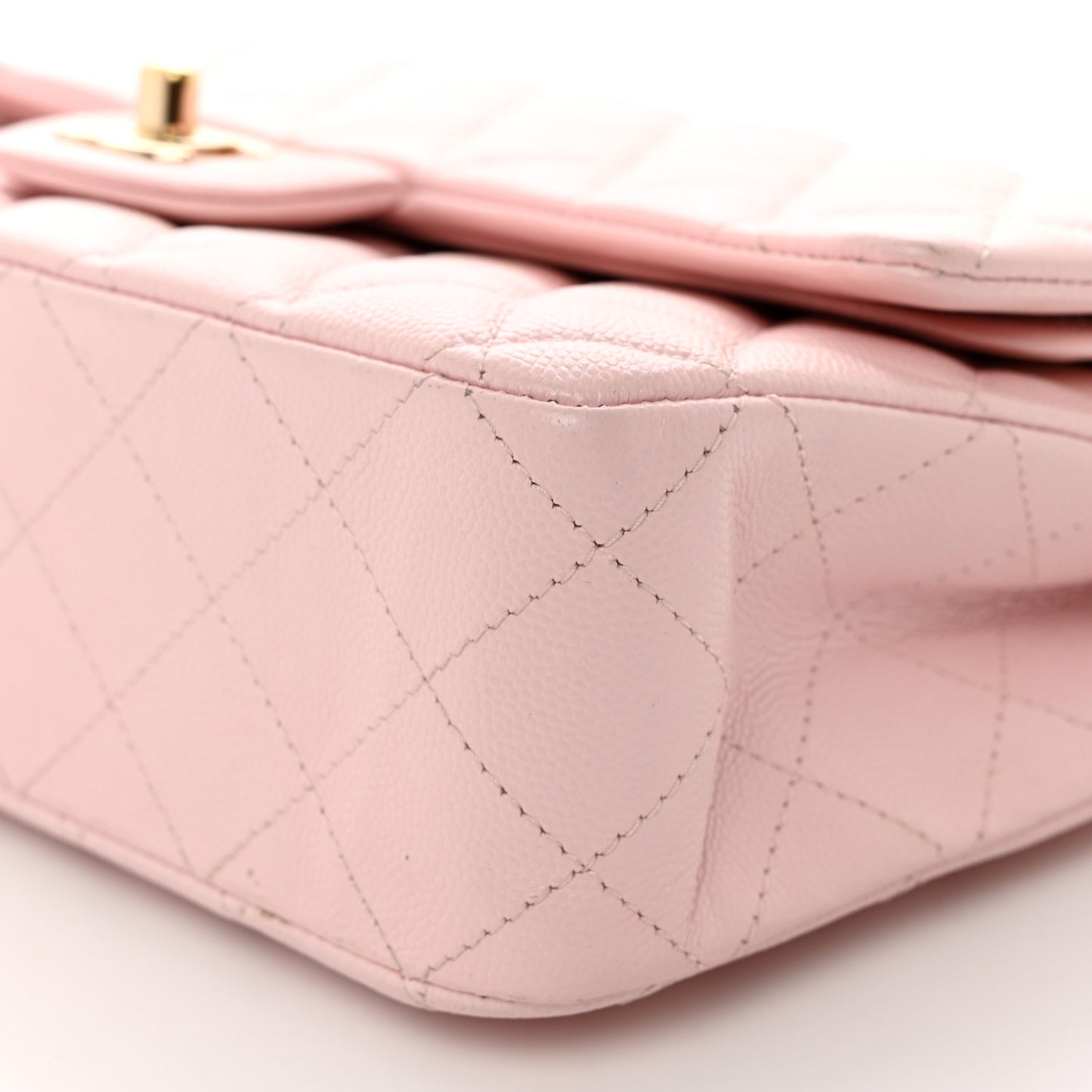 Caviar Quilted Medium Double Flap Light Pink