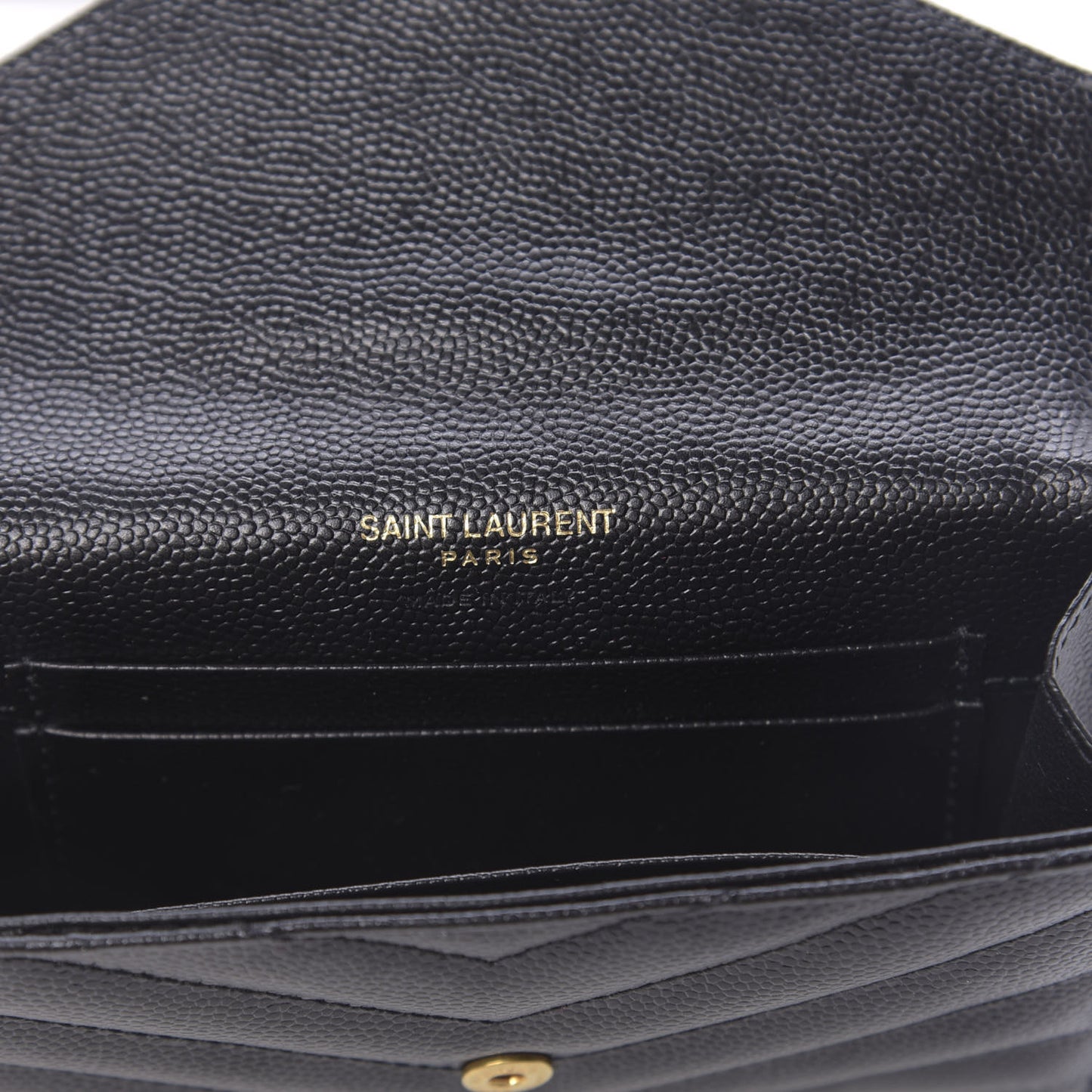 Grain De Poudre Matelasse Chevron Small Monogram Envelope Wallet Black