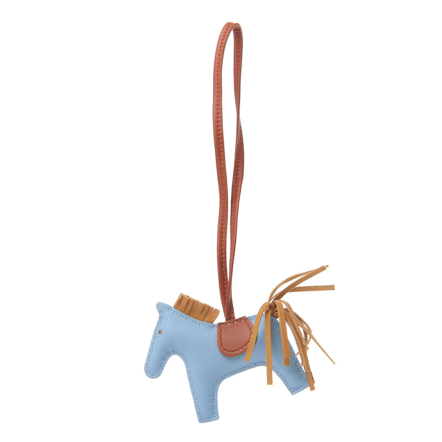Hermes Milo Lambskin Grigri Rodeo Horse Bag Charm PM Celeste Naturel Bouton D'Or Cornaline 1 of 4