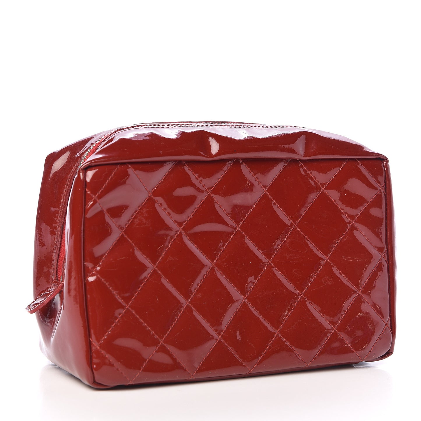 Patent Quilted Brilliant Cosmetic Case Red