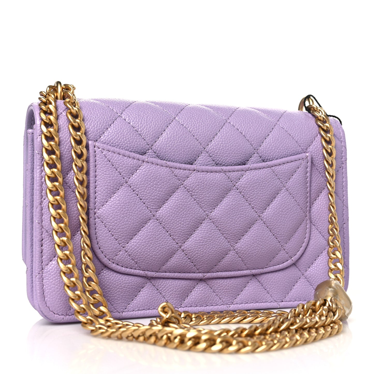 Caviar Quilted Sweetheart Wallet On Chain WOC Light Purple