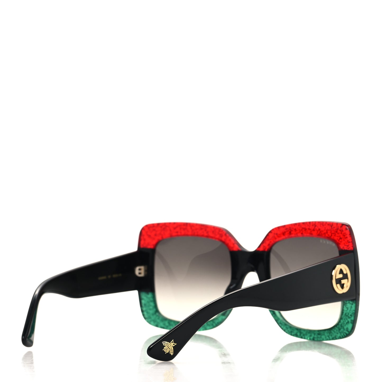 Acetate Square Frame Sunglasses GG0083S Glitter Red Black Green