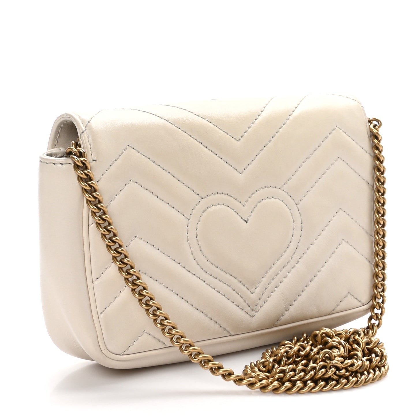 Calfskin Matelasse Super Mini GG Marmont Shoulder Bag White