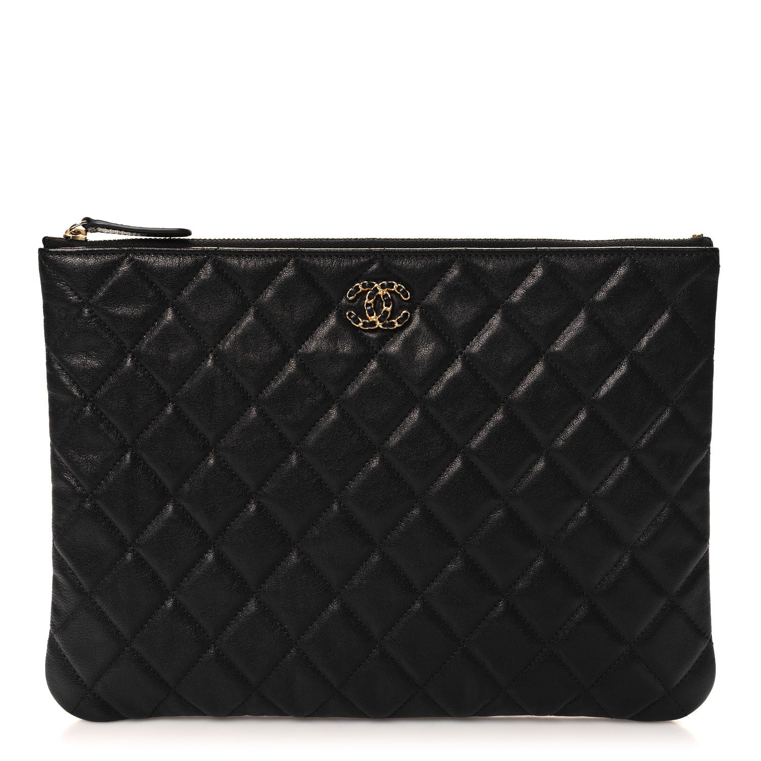 Chanel Lambskin Quilted Chanel 19 Medium Cosmetic Case Black 1 of 8