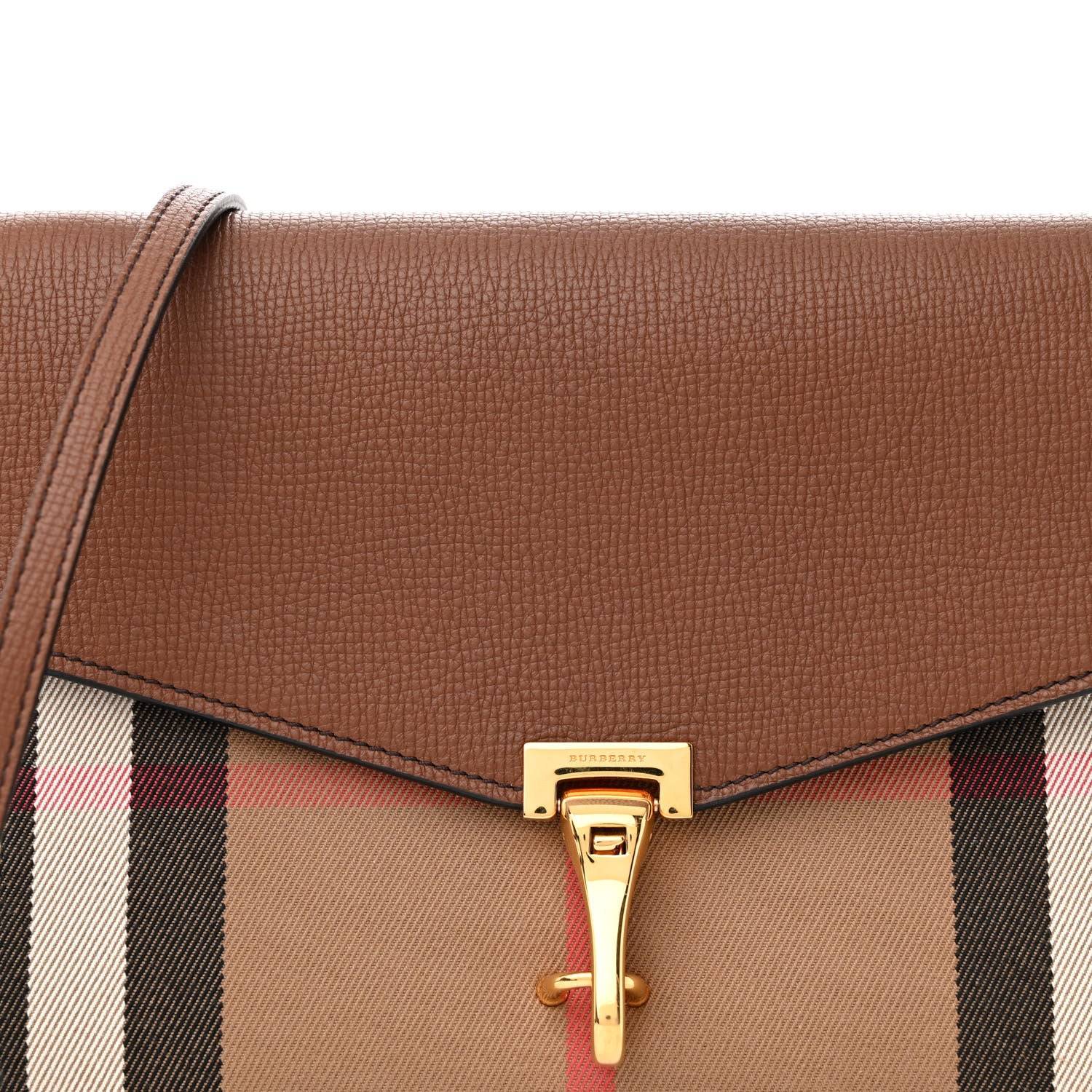 Burberry Derby Calfskin House Check Small Macken Crossbody Bag Tan 9 of 11
