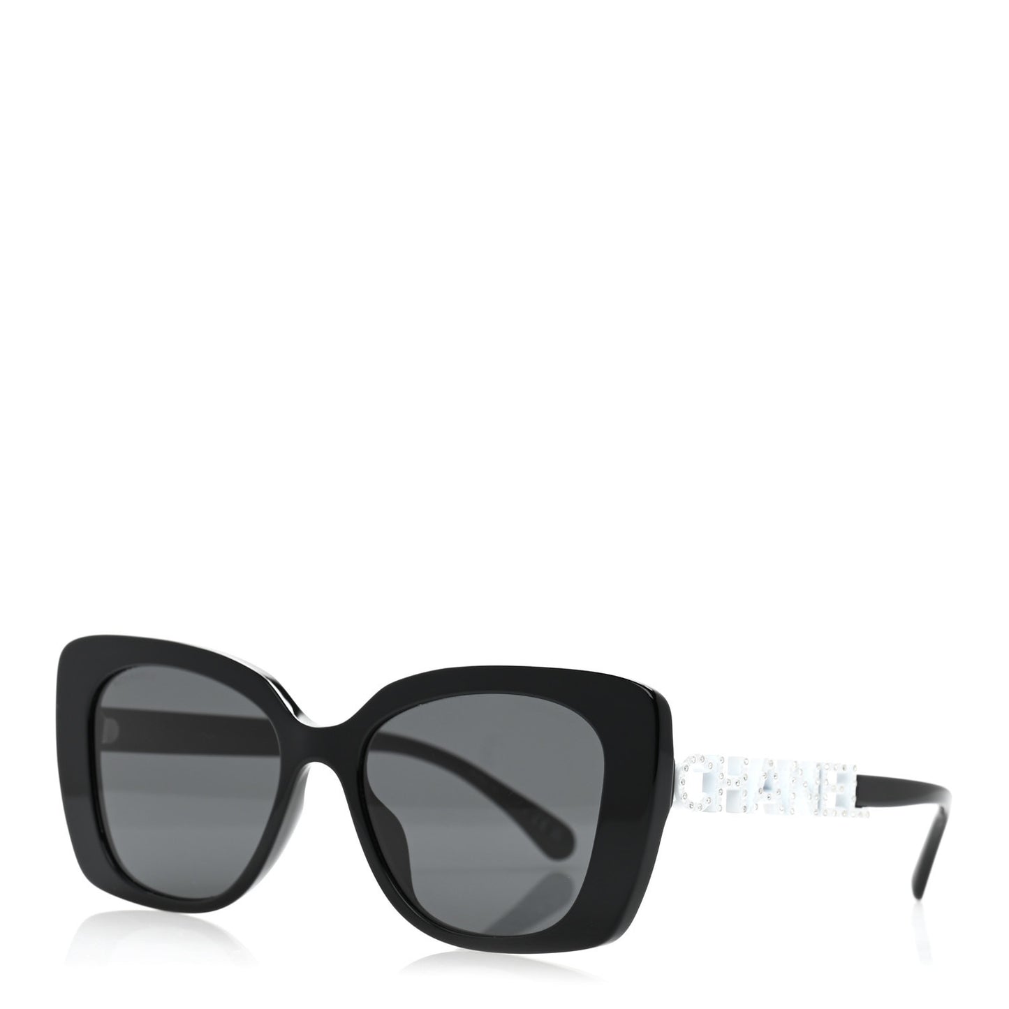 Acetate Strass Square Sunglasses 5422-B-A Black White