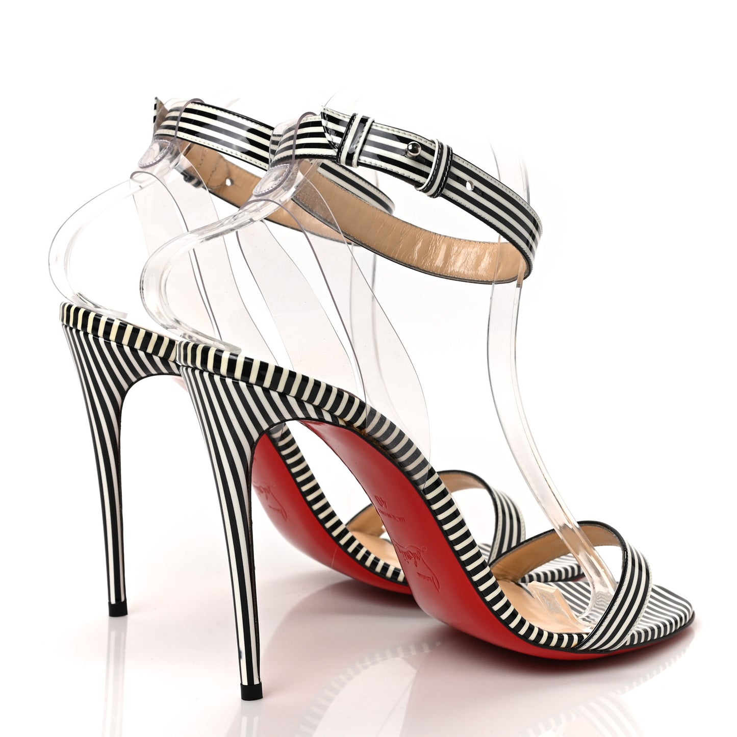Patent PVC Striped Illusion Jonatina 100 Sandals 40 Black White