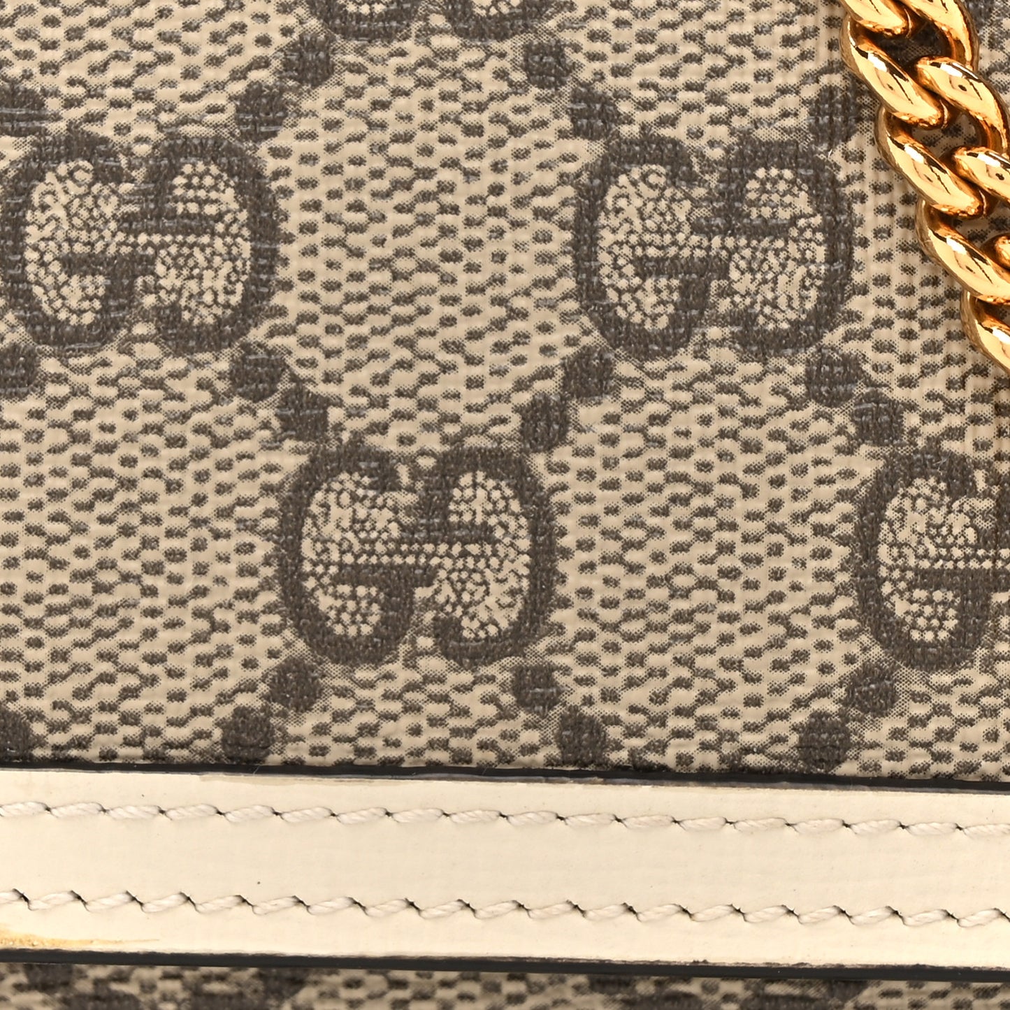 GG Supreme Monogram Textured Calfskin Web Jackie 1961 Chain Wallet Beige Ebony Mystic White
