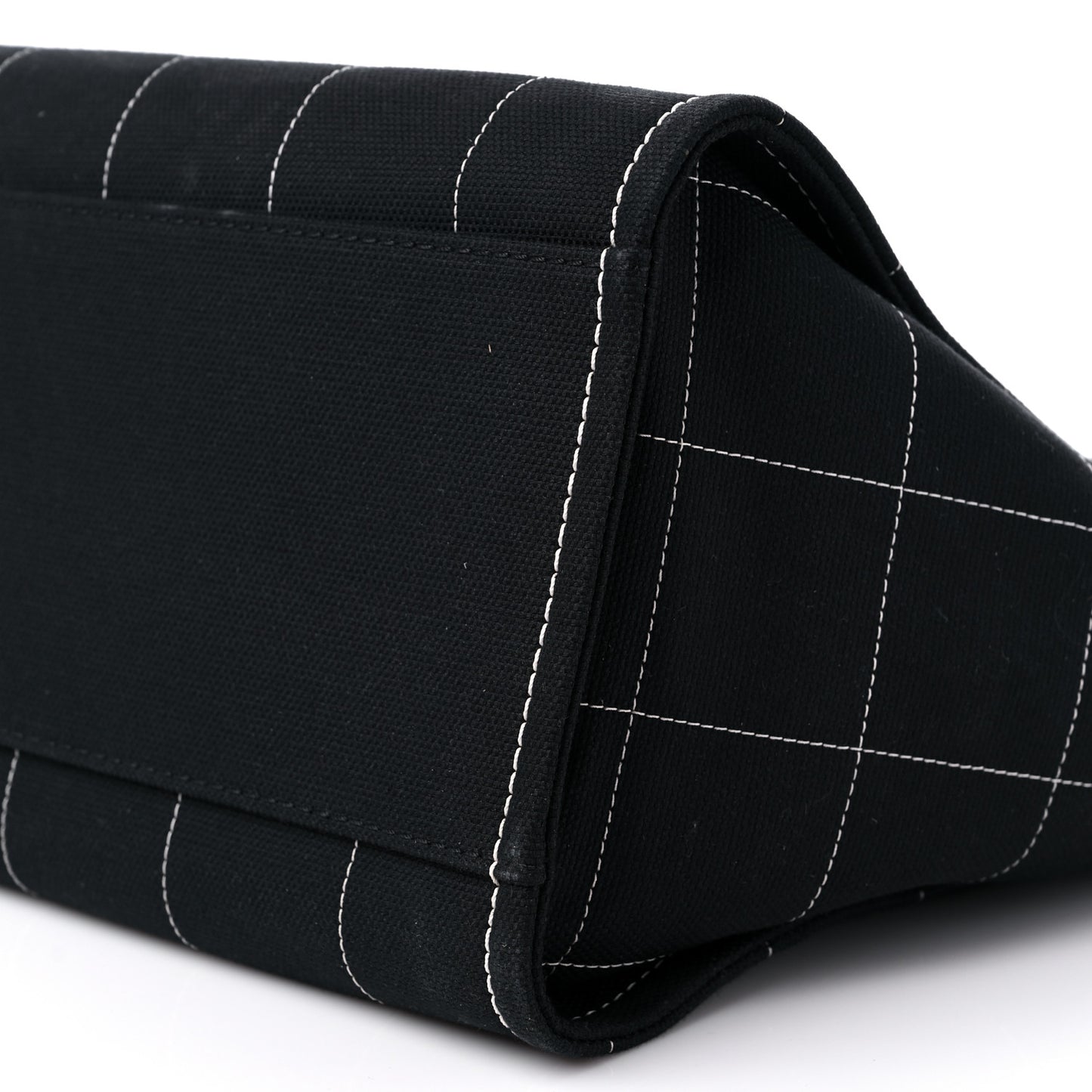 Cotton Medium Deauville Tote Black White
