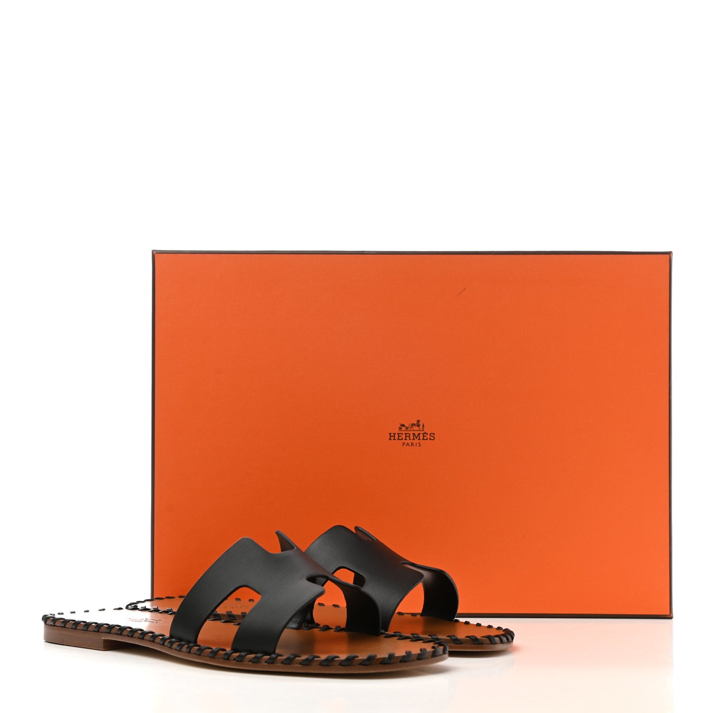 Box Calfskin Braided Oran Sandals 38 Black