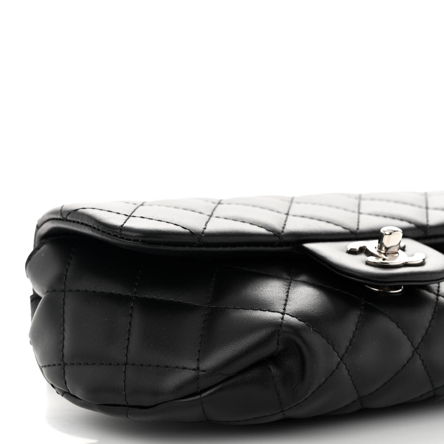 Calfskin Quilted CC Uniform Flap Belt Bag Black