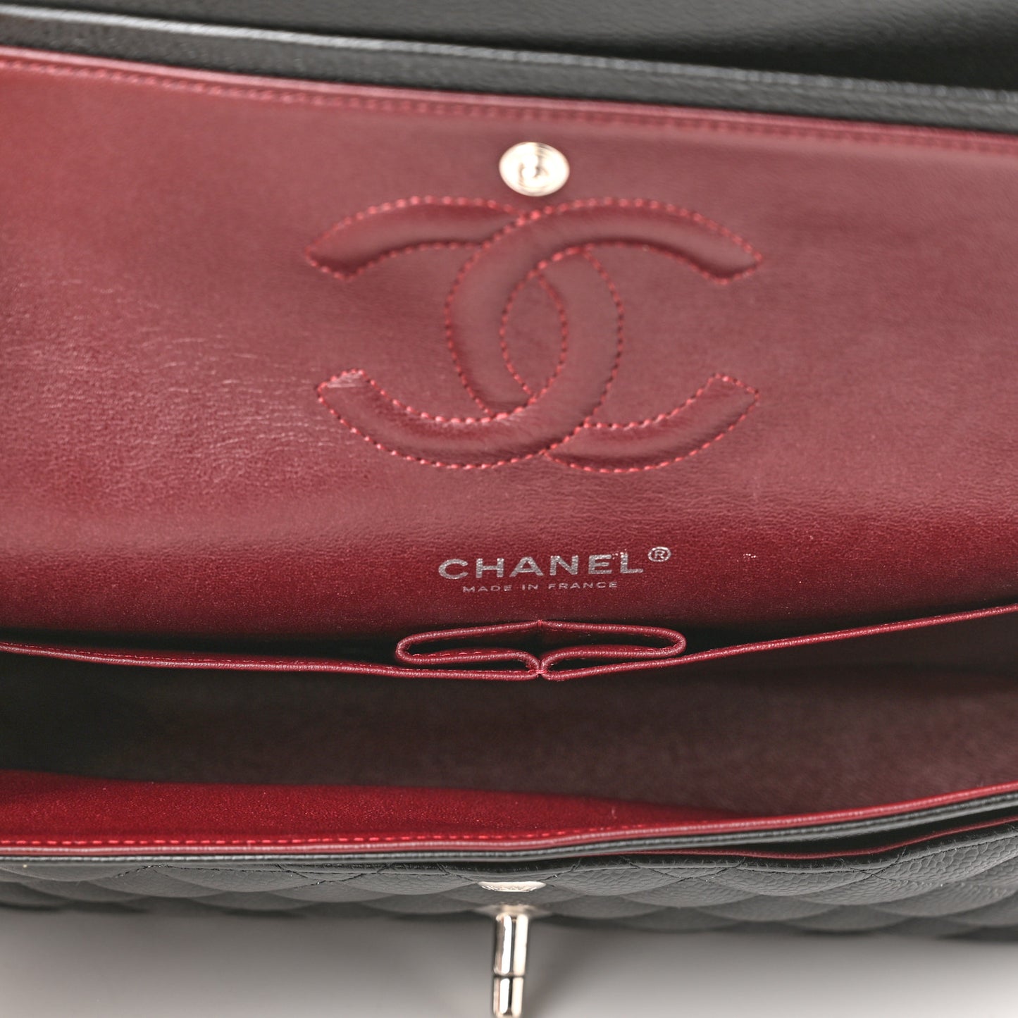 Caviar Quilted Medium Double Flap Black