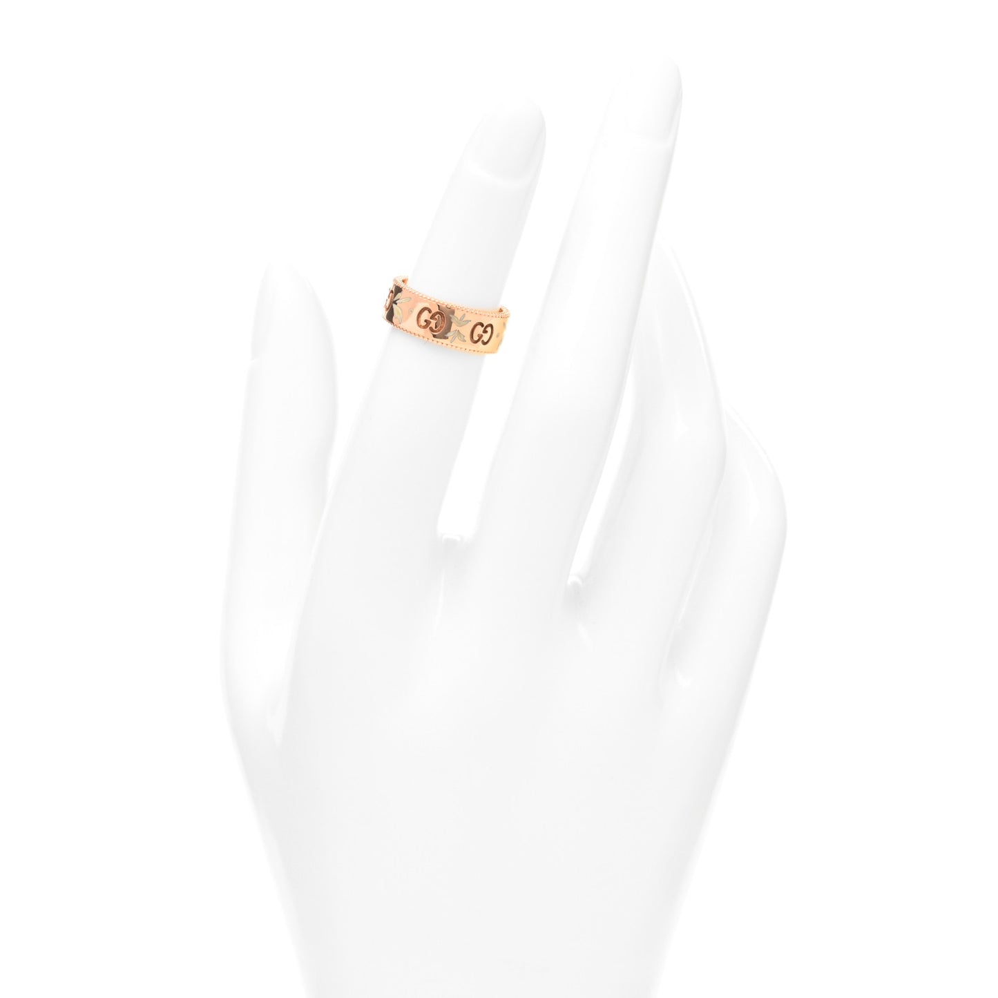 18K Rose Gold Enamel 6mm Icon Blooms Ring 46 3.75