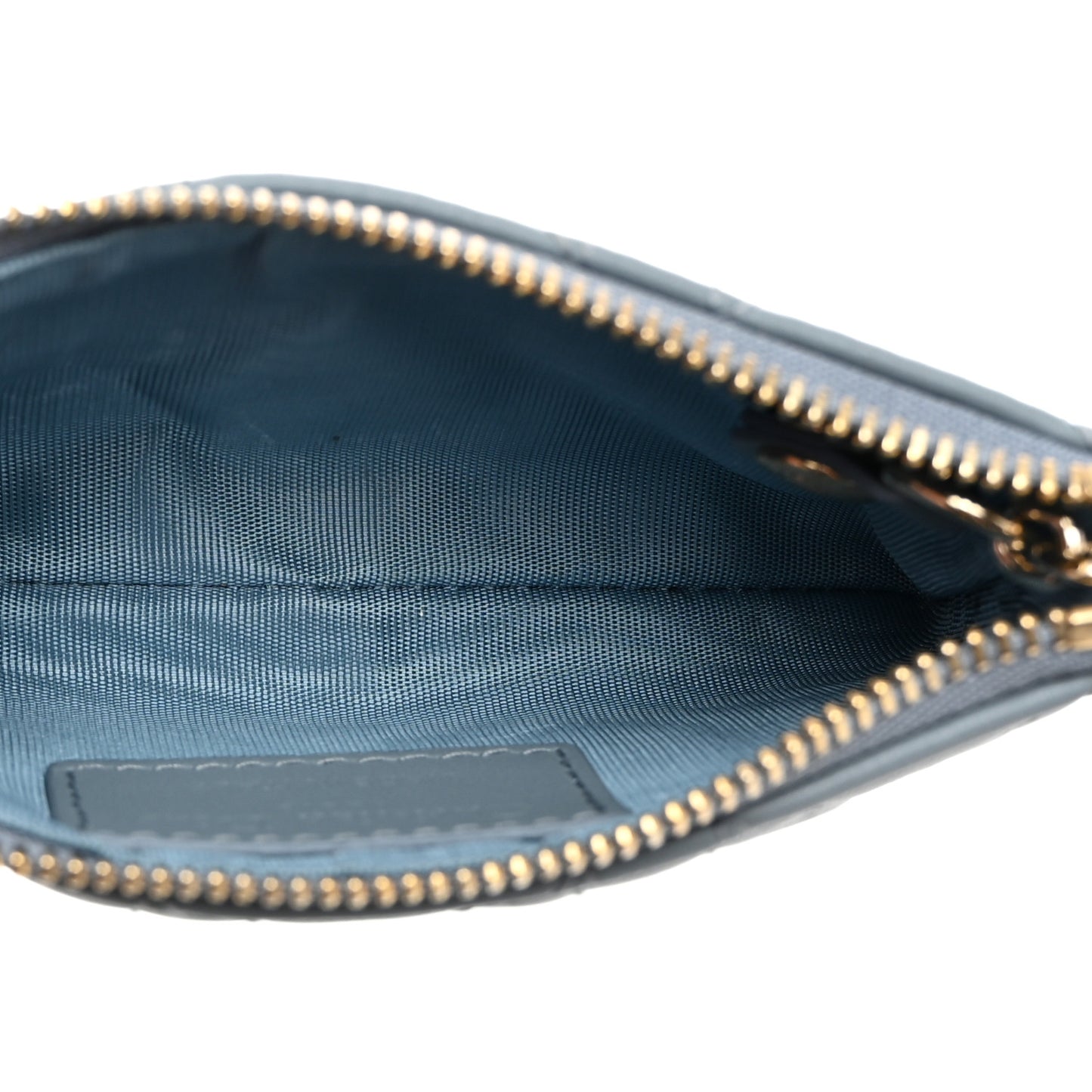 Lambskin Cannage Lady Dior Zipped Key Case Cloud Blue