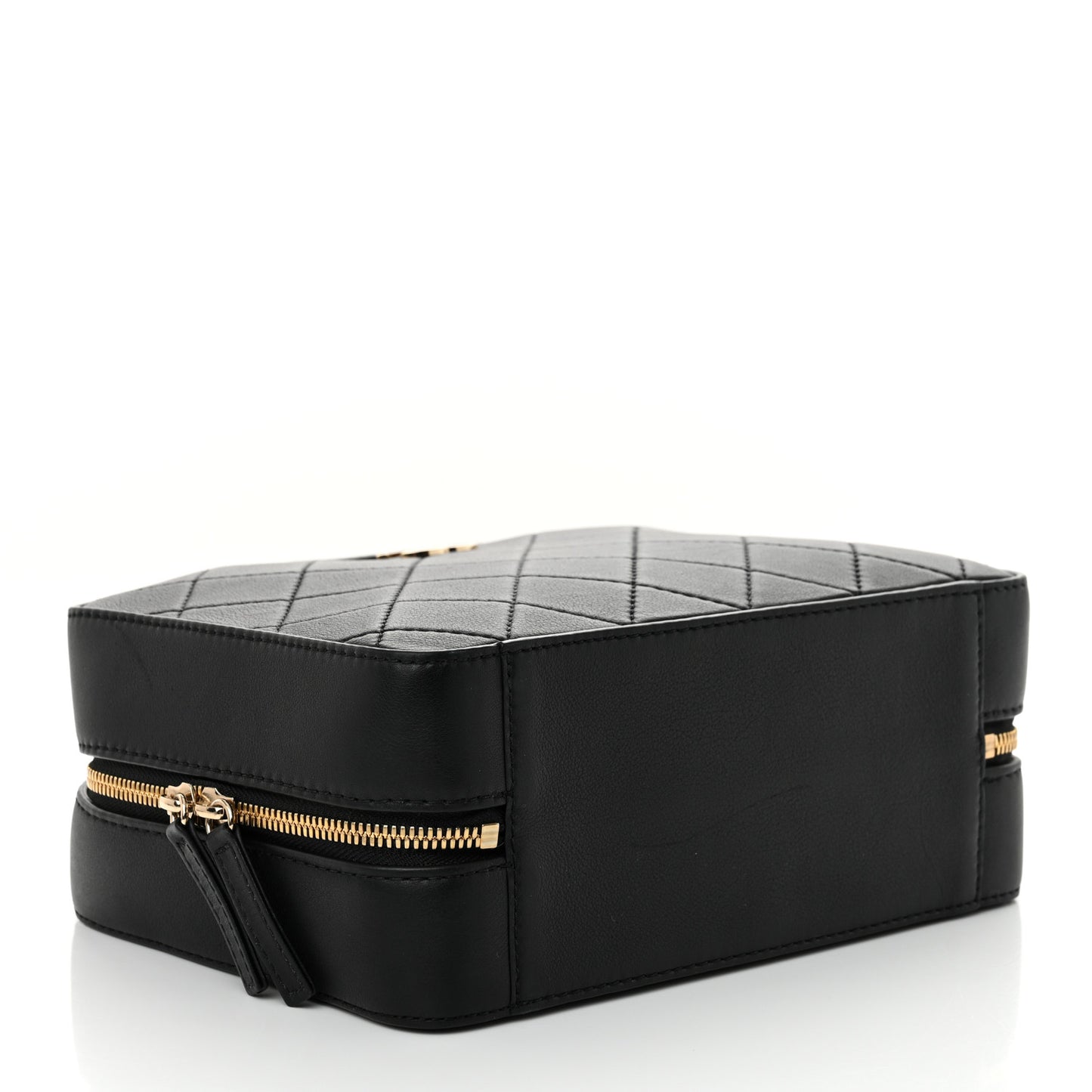 Calfskin Quilted Travel Kit Vanity Case Black