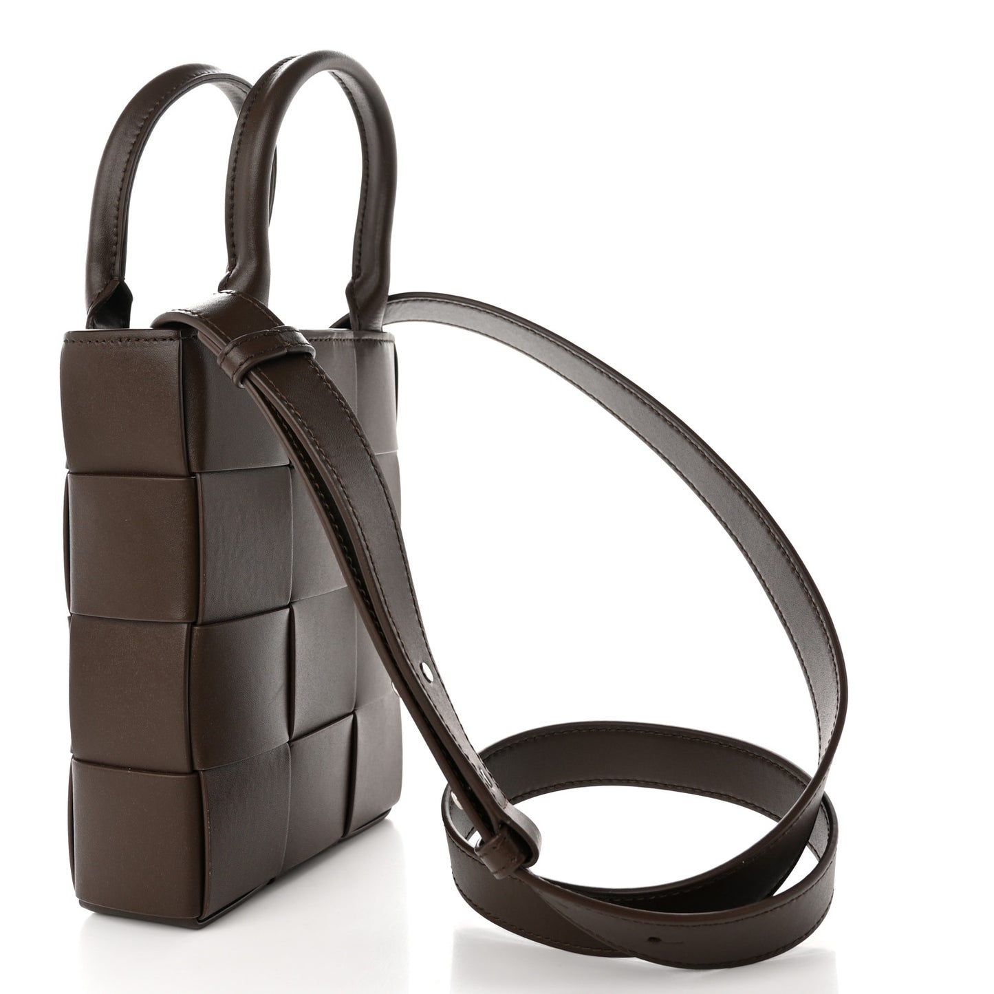 Lambskin Maxi Intrecciato Mini North South Cassette Tote Light Brown