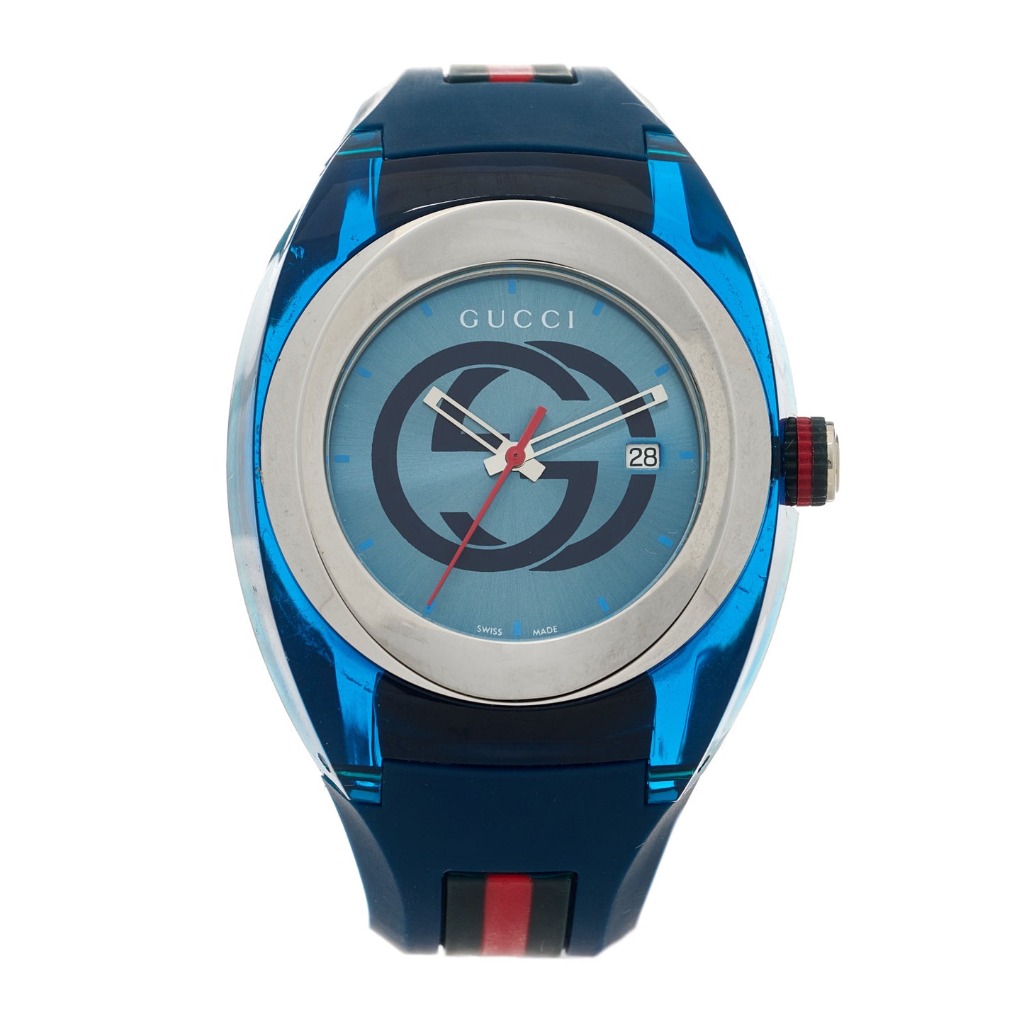 Stainless Steel Rubber 46mm Sync Web Quartz Watch Blue