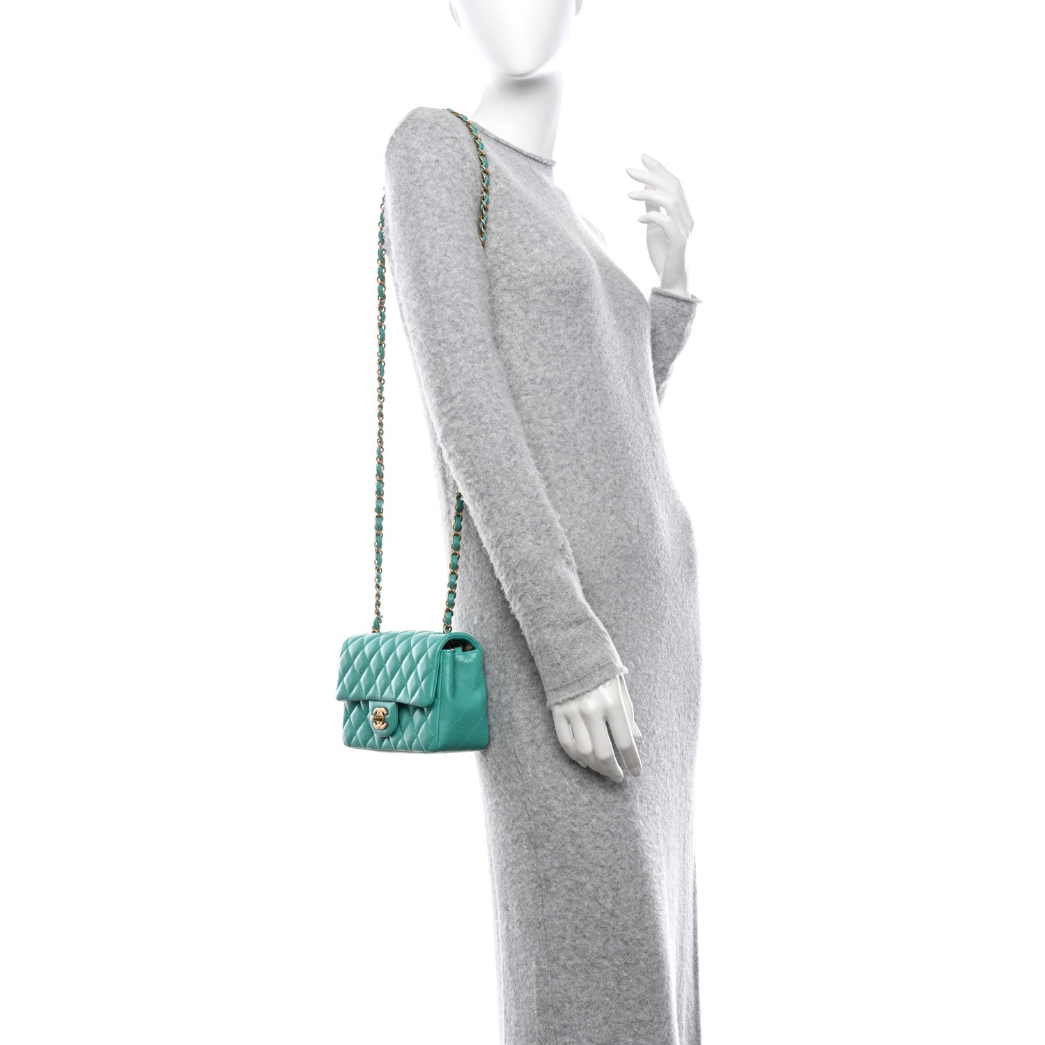 Chanel Lambskin Quilted Mini Rectangular Flap Green 2 of 12