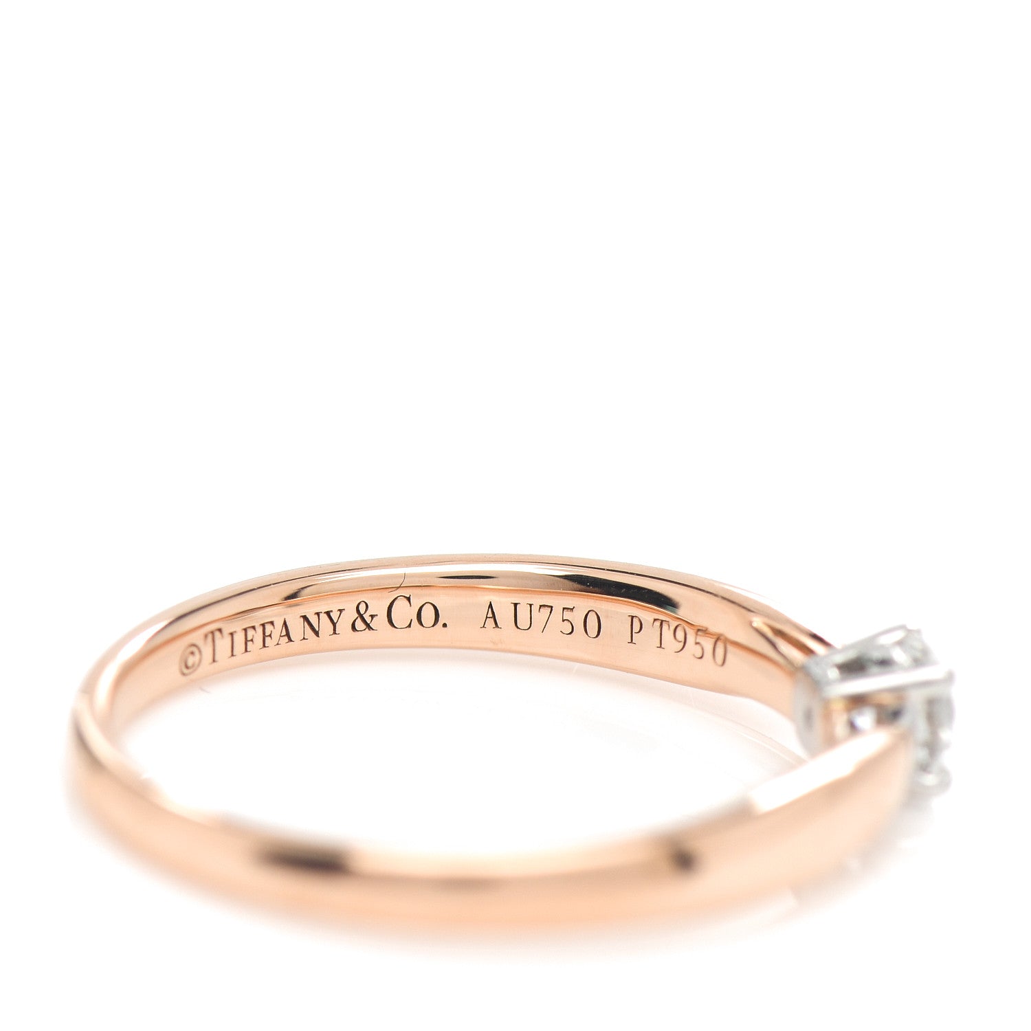 Tiffany 18K Rose Gold Platinum Diamond .19ct Harmony Solitaire Engagement Ring 52 6 4 of 5