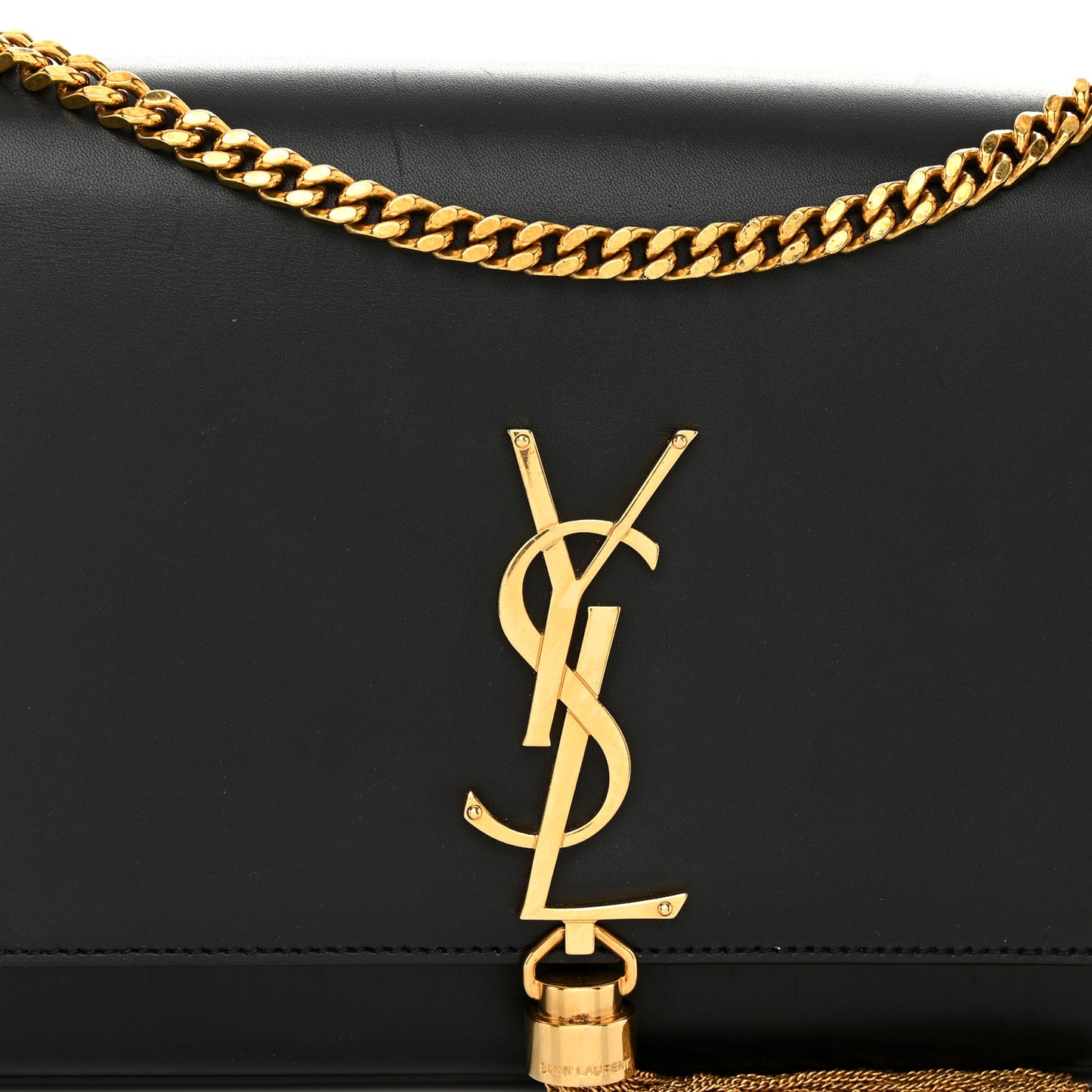 Smooth Calfskin Medium Classic Monogram Kate Tassel Satchel Black