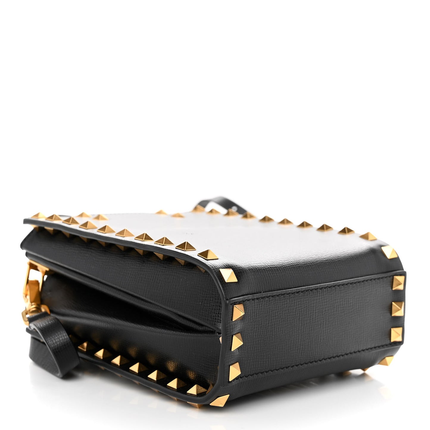 Grainy Calfskin Mini Rockstud Alcove Tote Black