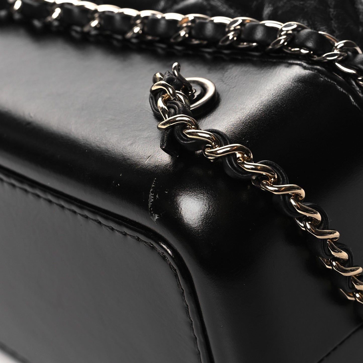 Aged Calfskin Quilted Gabrielle Backpack Black