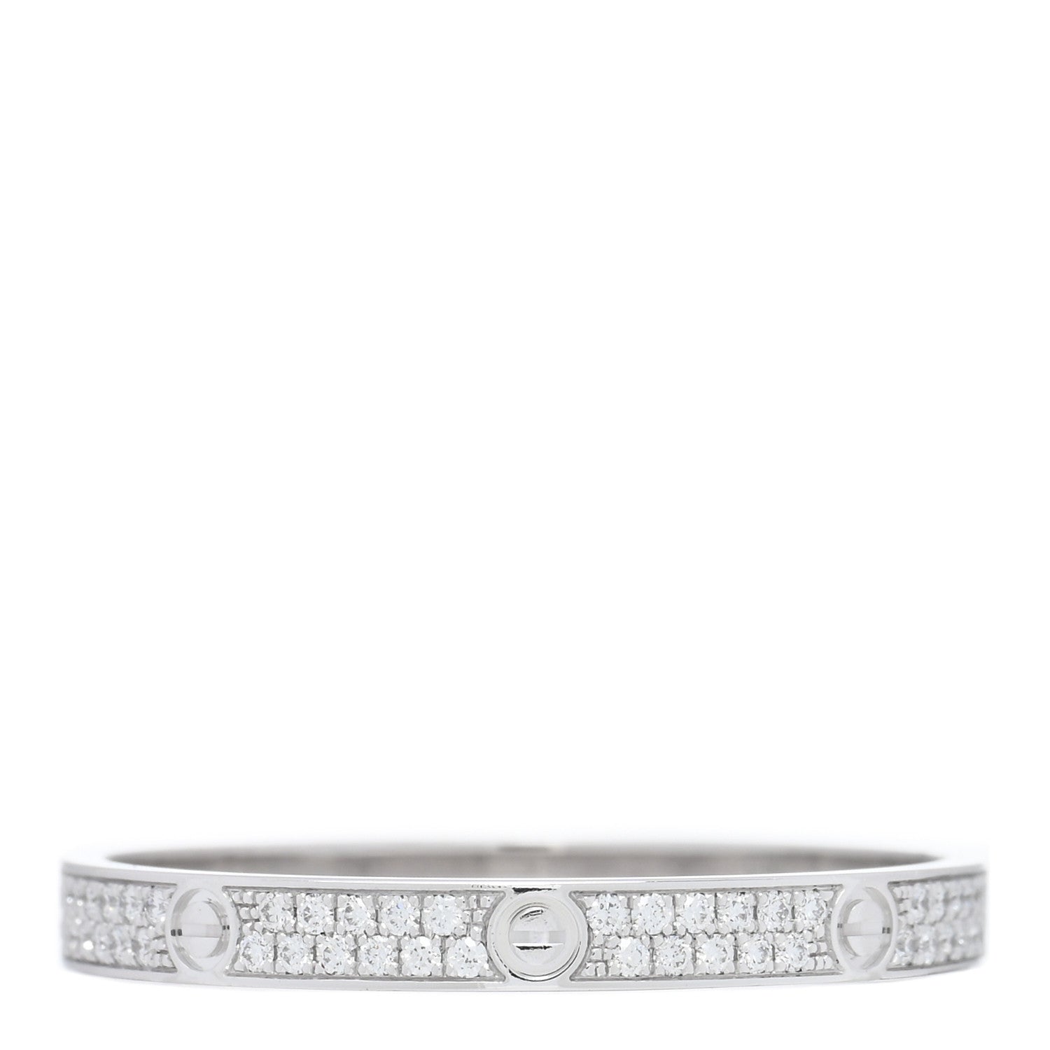 Cartier 18K White Gold Diamond 2.6mm LOVE Paved Band Ring 61 9.5 3 of 5