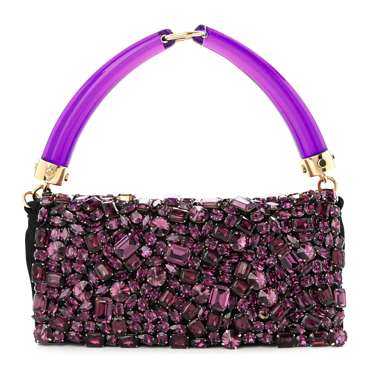 Satin Jeweled Clutch Purple