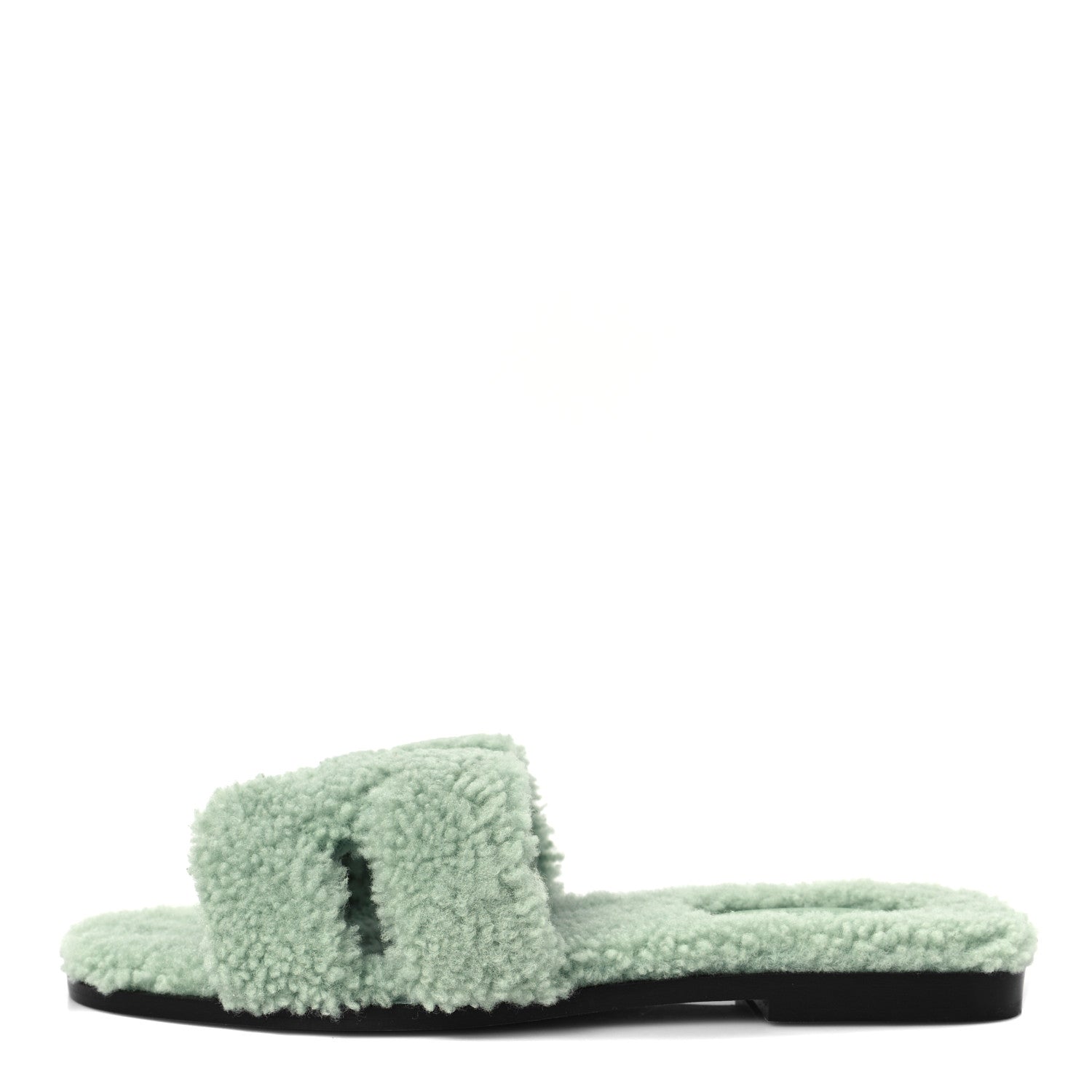 Hermes Woolskin Oran Sandals 38 Vert D'Eau 1 of 7