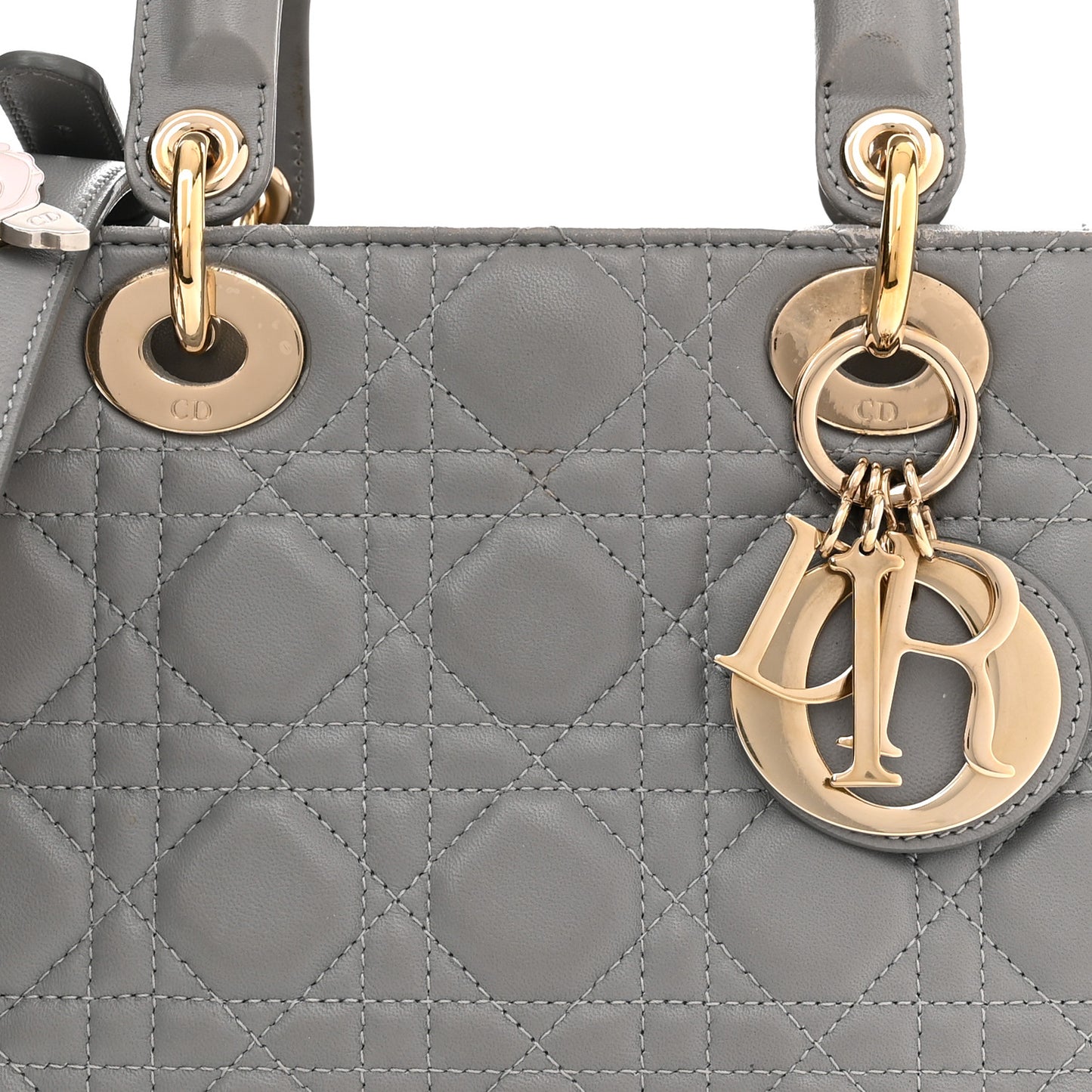 Lambskin Cannage Small Lucky Badges My Lady Dior Grey