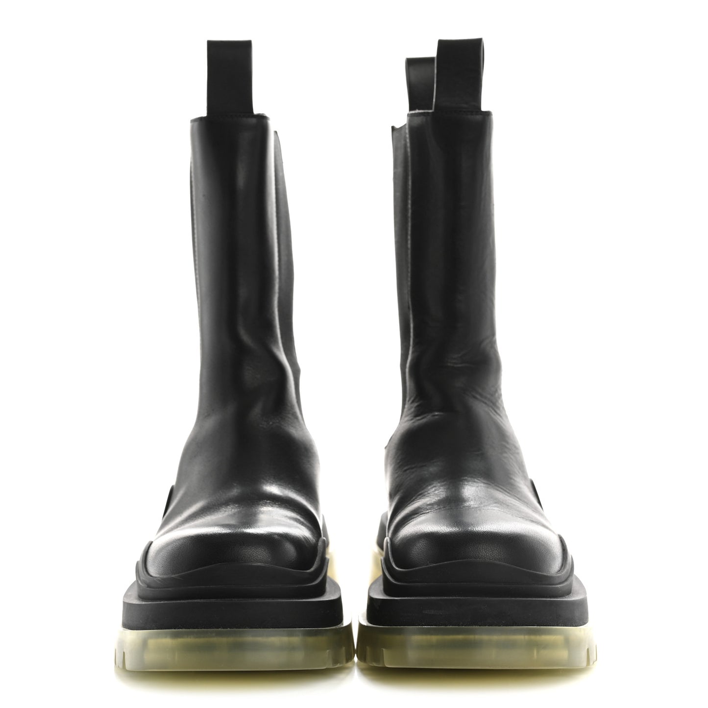 Calfskin The Tire Chelsea Boots 36 Black Transparent