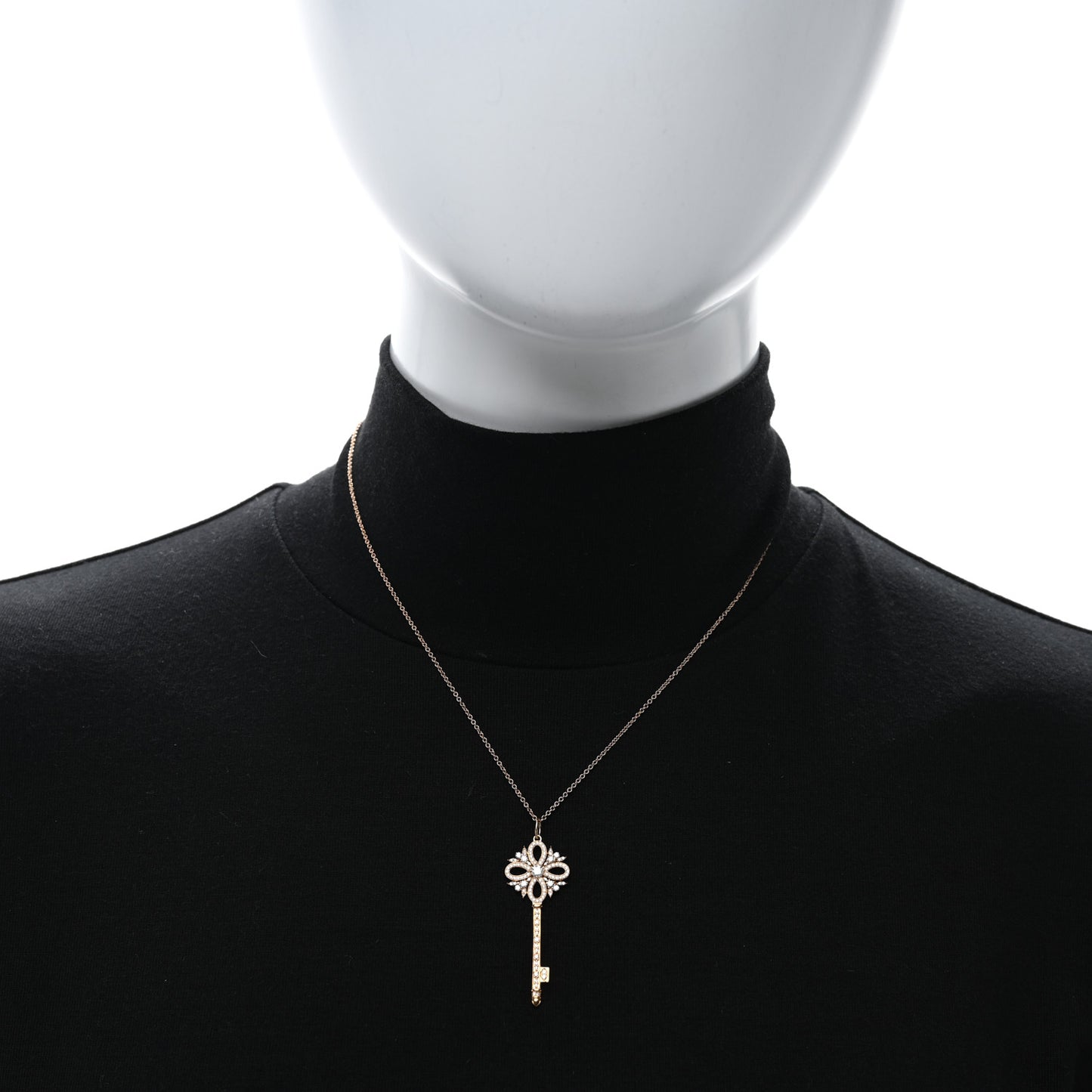 18K Rose Gold Diamond Medium Victoria Key Pendant Necklace