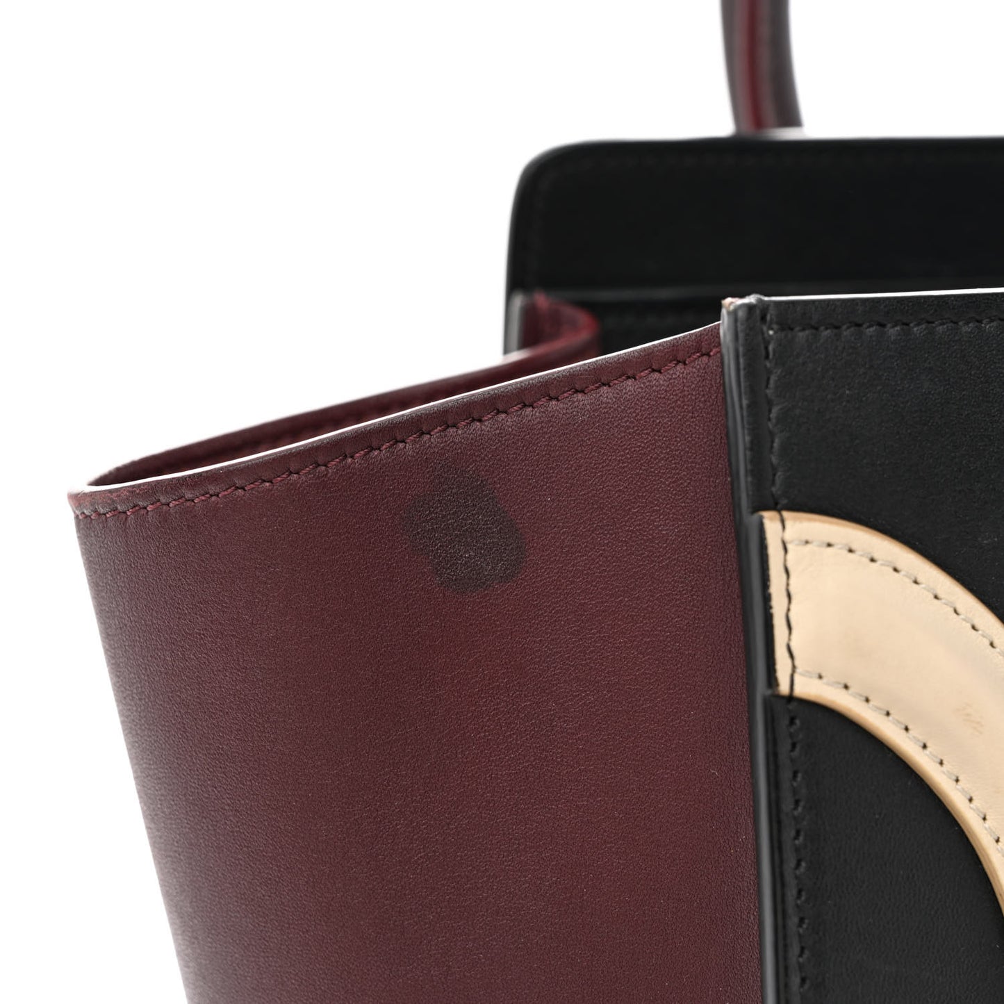 Smooth Calfskin Micro Tri-Color Luggage Burgundy